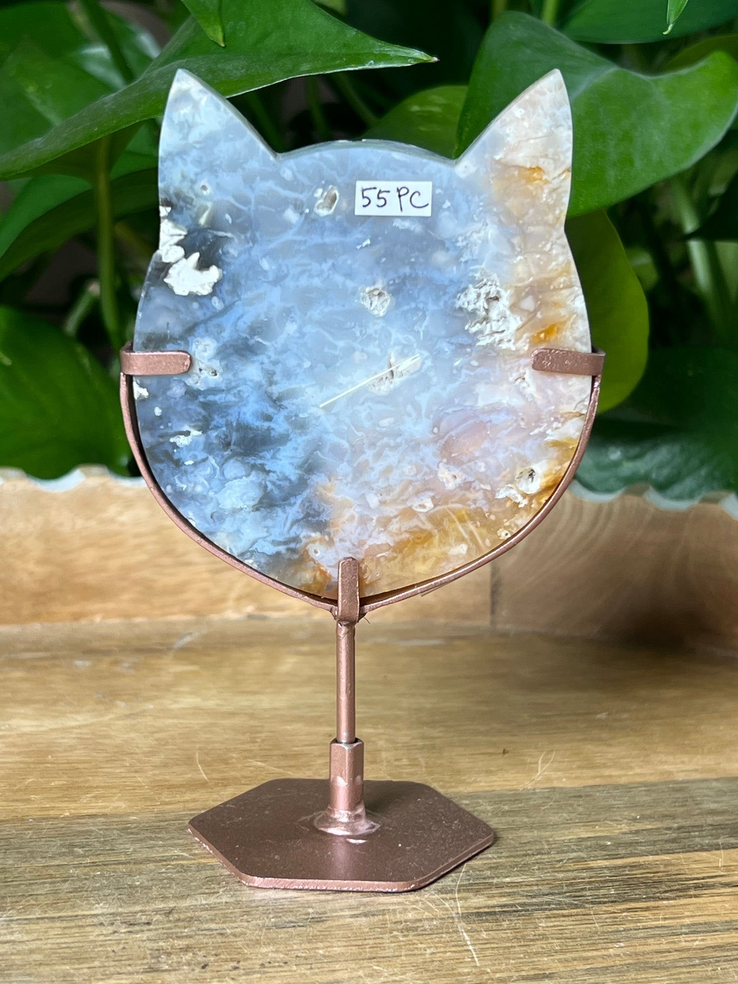 Rainbow Plume Agate Cat Head