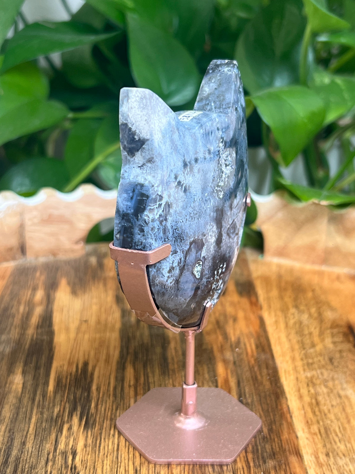 Blue Plume Agate Cat Head: NA
