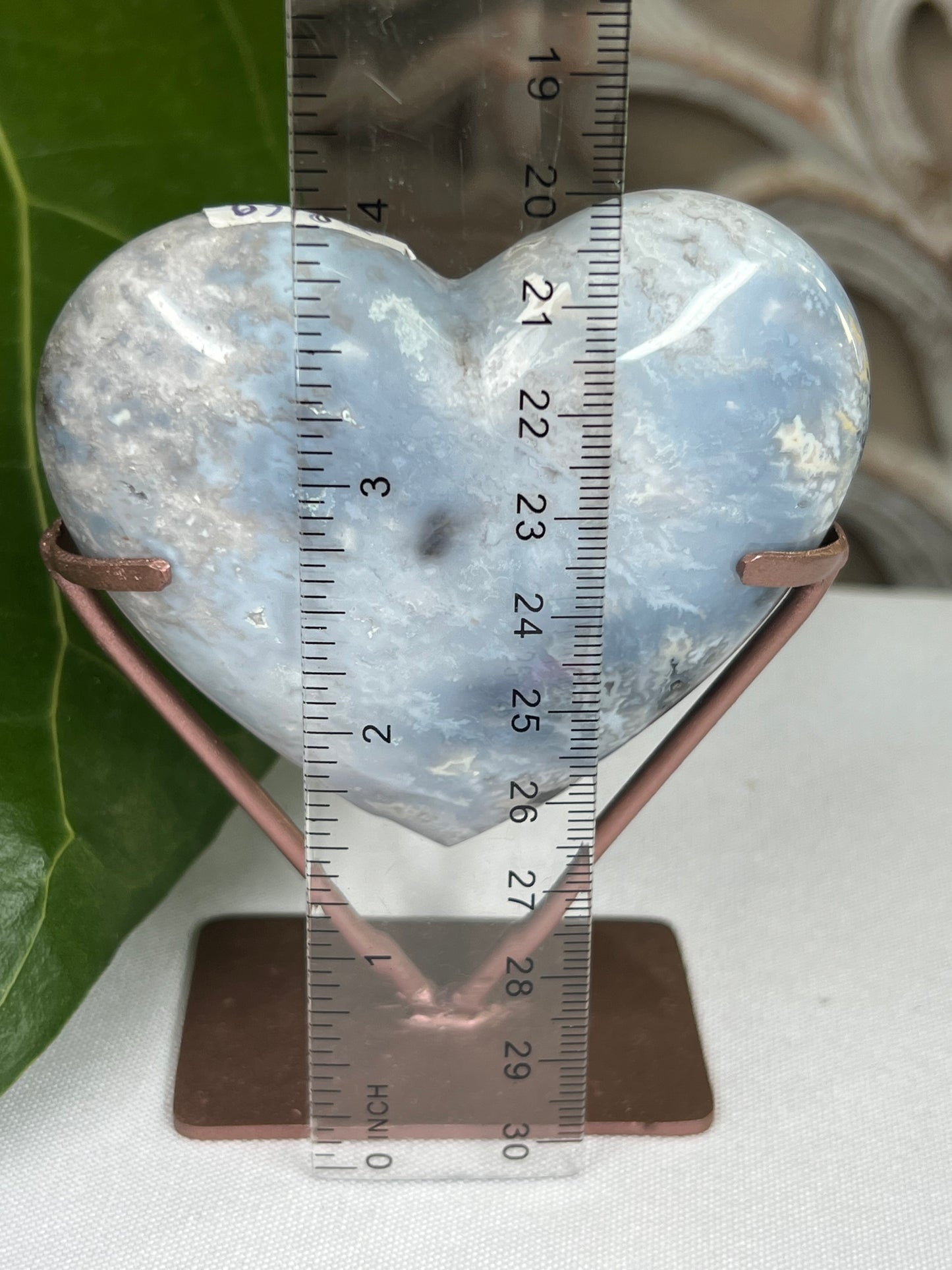 Blue Plume Agate Heart