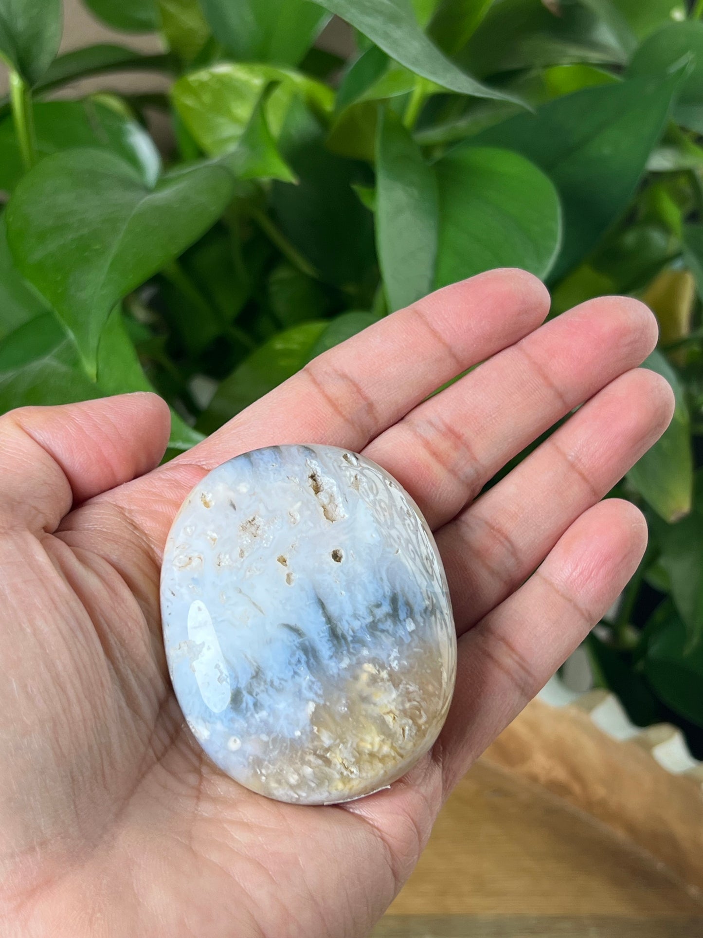 Rainbow Plume Agate Palmstone
