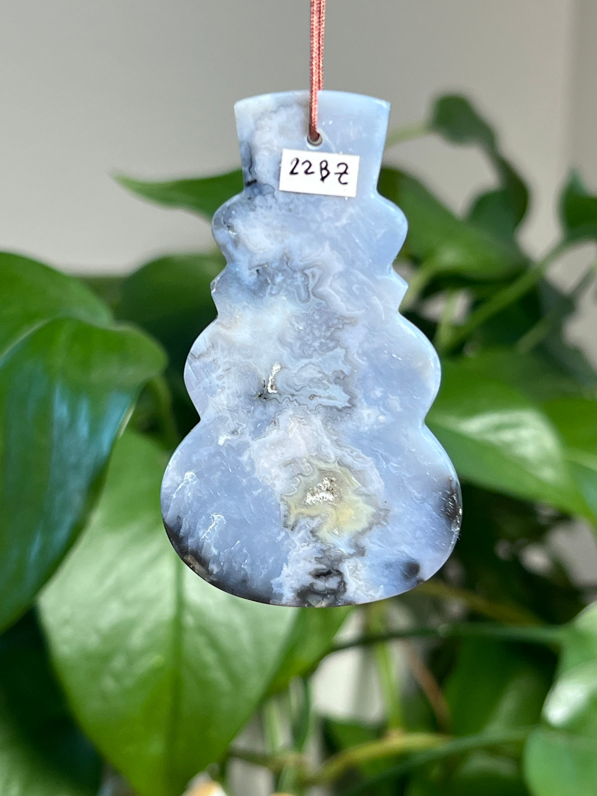 Blue Plume Agate Snowman Ornaments