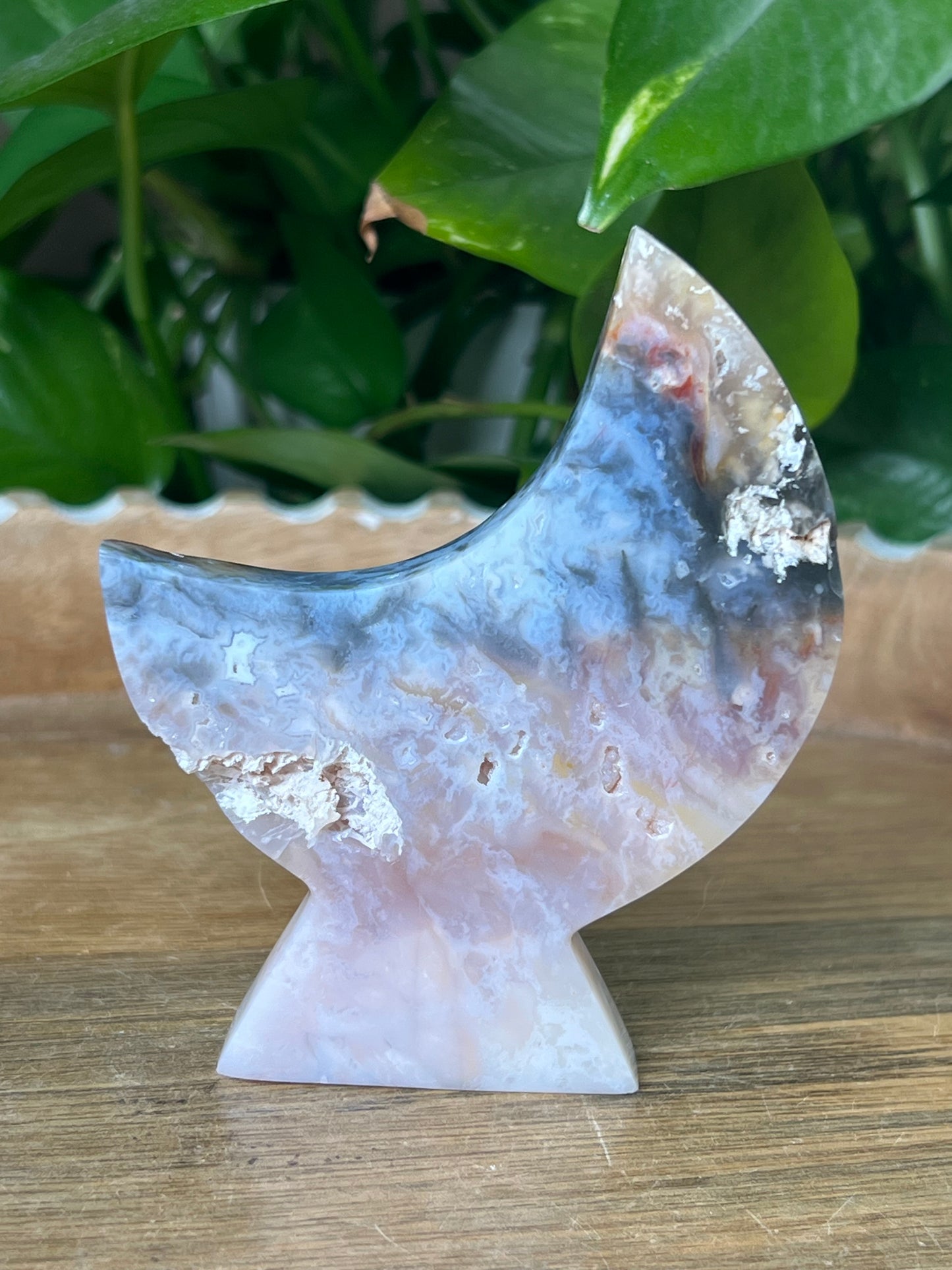 Rainbow Plume Agate Moon