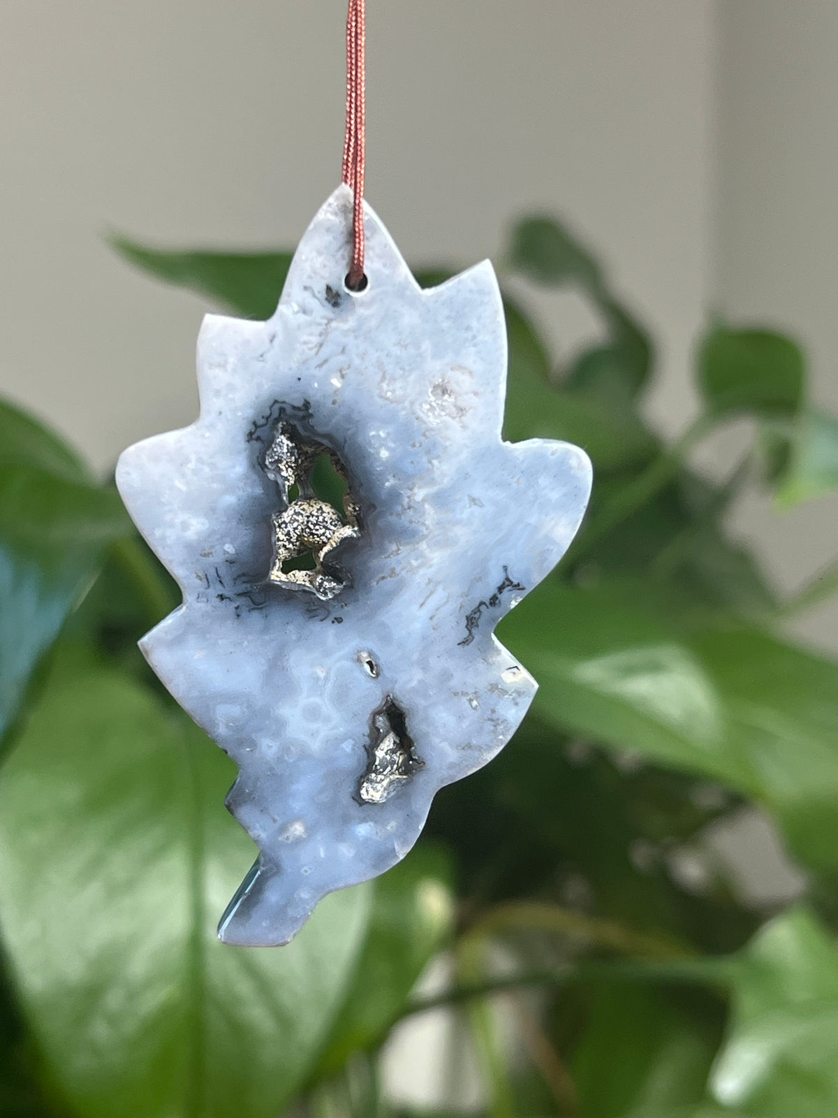 Blue Plume Agate Leaf Ornaments