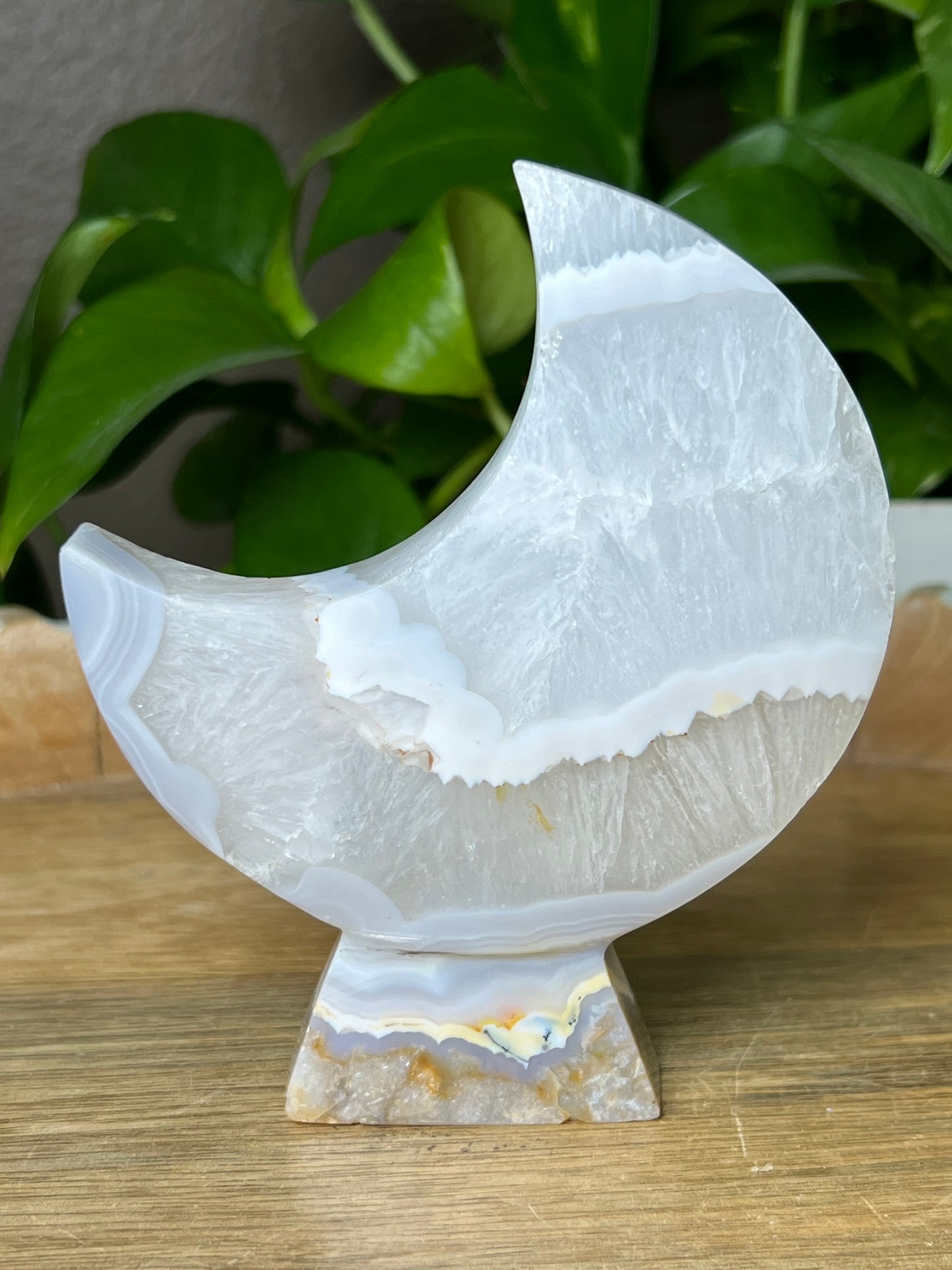 Blue Grey Lace Agate Moon