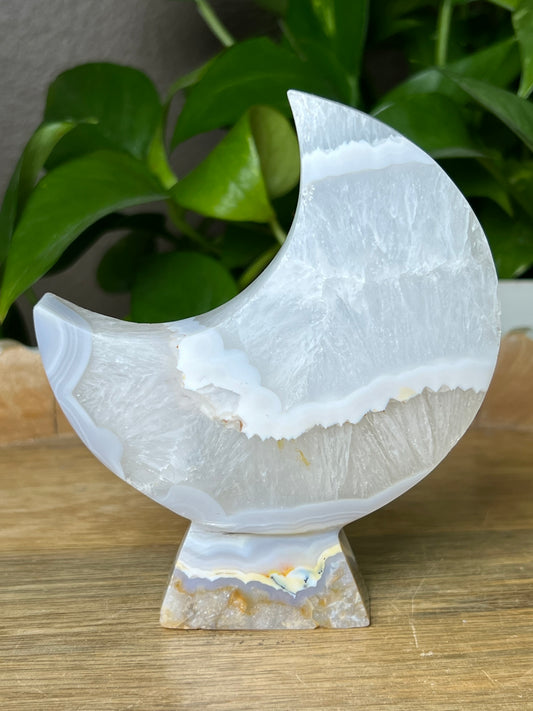 Blue Grey Lace Agate Moon