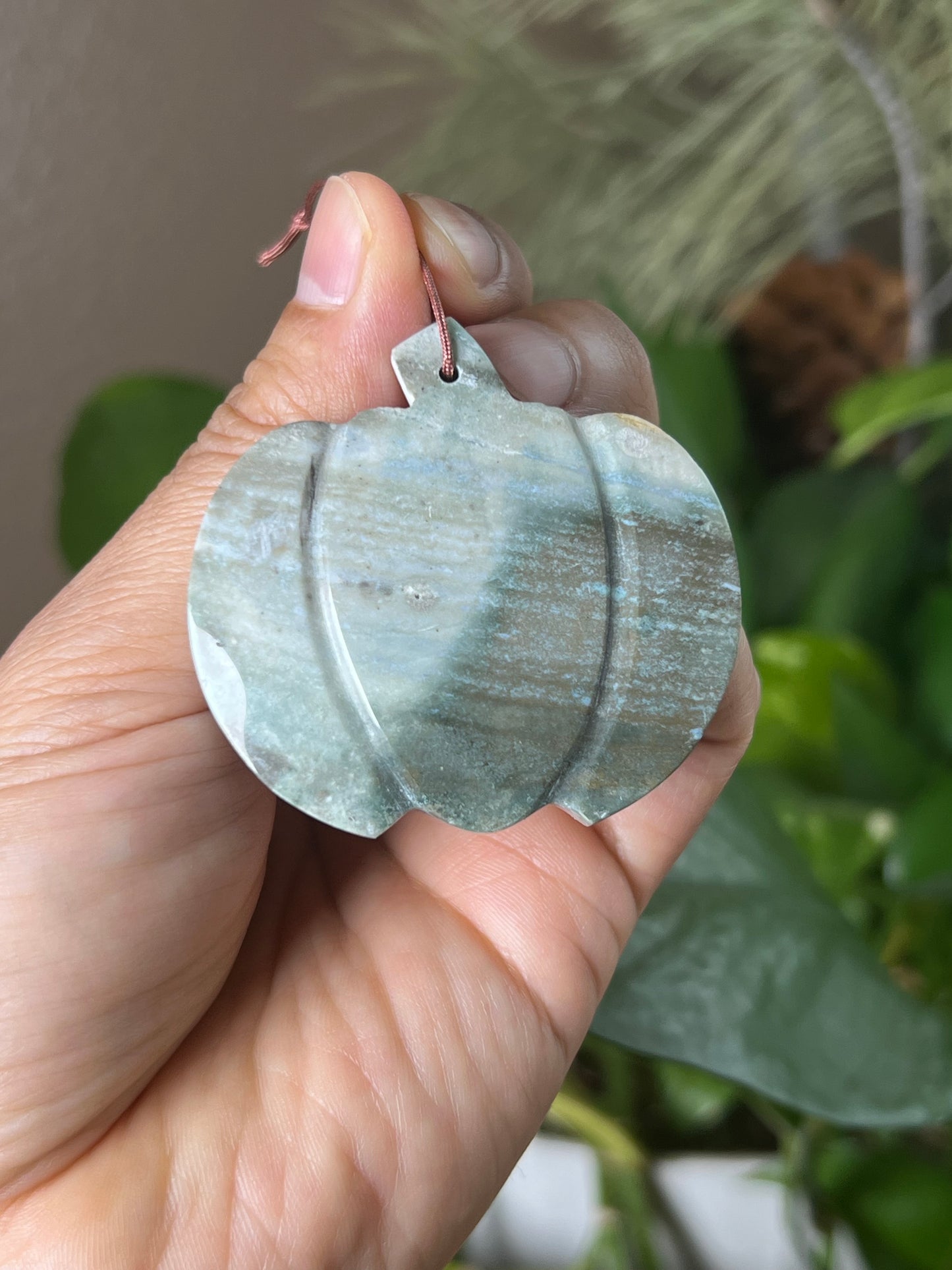Blue Green Jasper Pumpkin Ornament