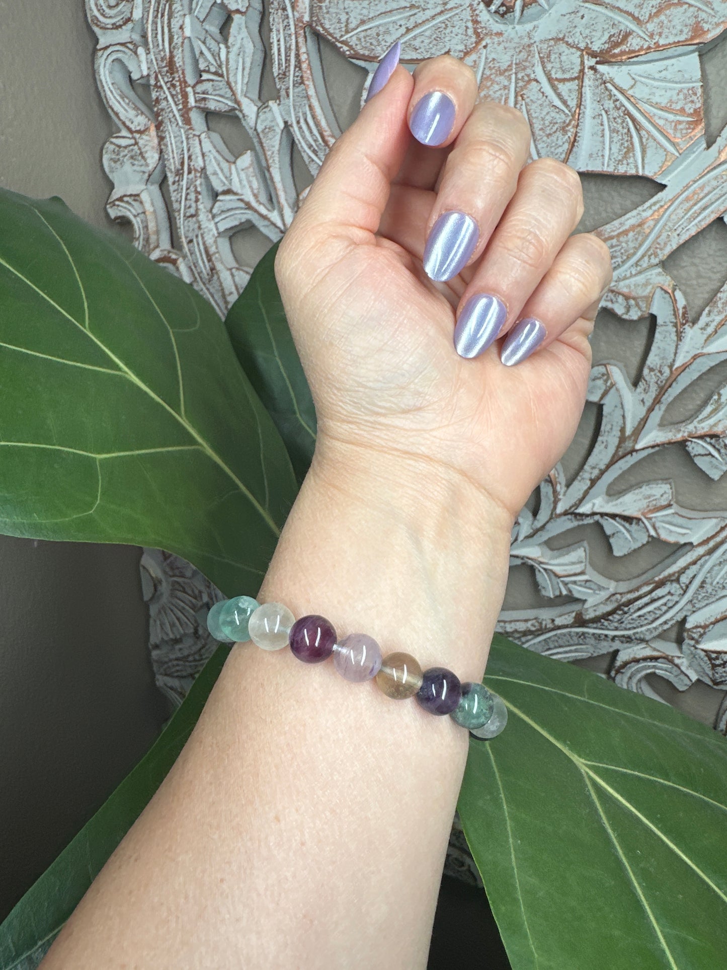 Rainbow Fluorite Beaded Bracelet (10mm)