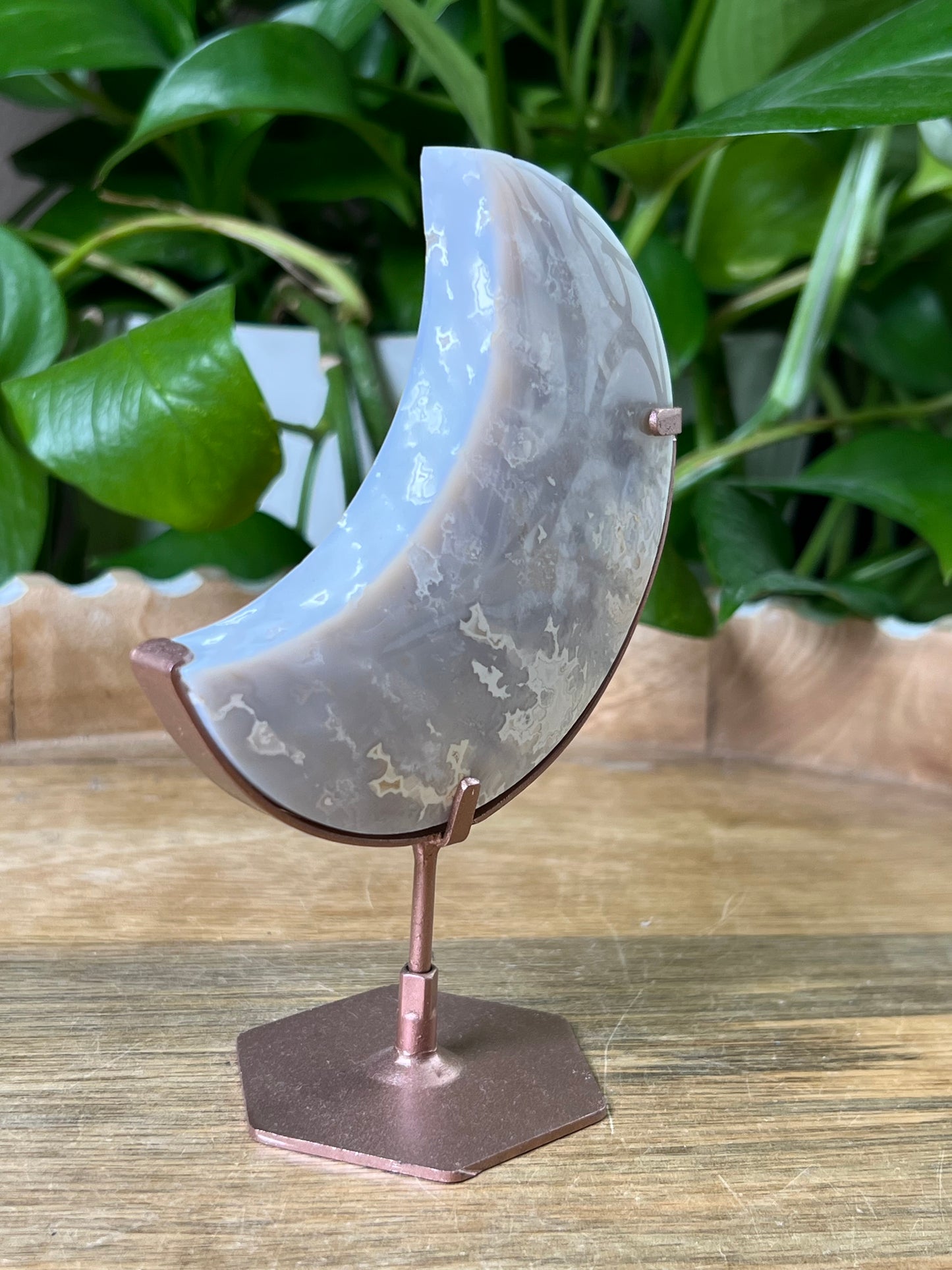 Winter Plume Agate Moon