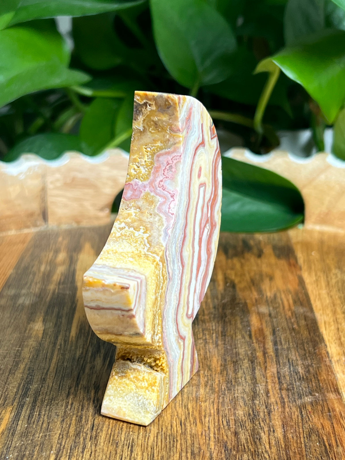 Crazy Lace Agate Self Standing Moon: N