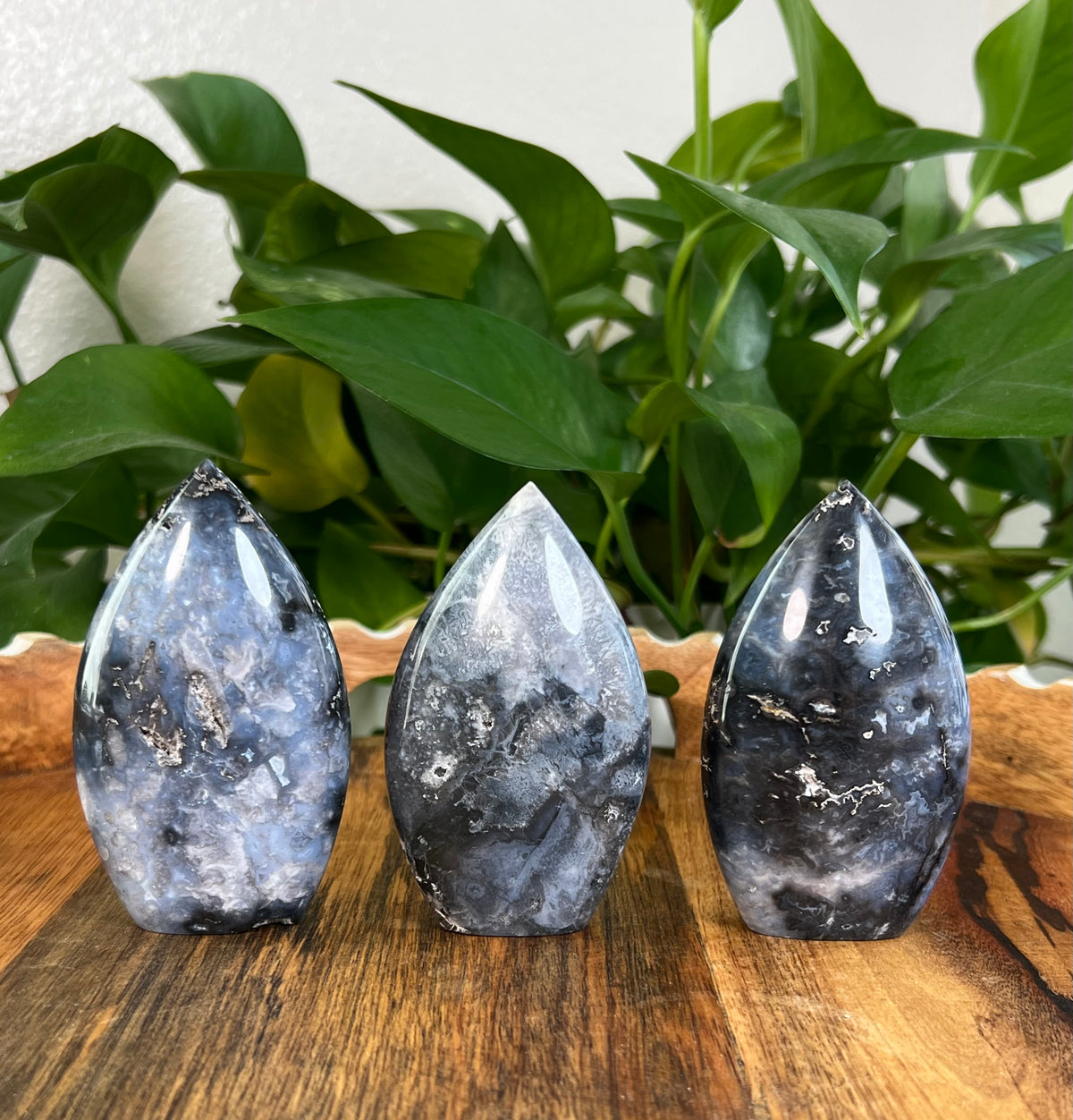 Blue Plume Agate Flames