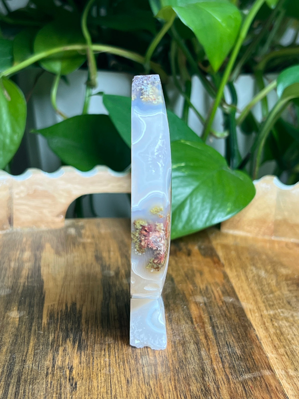 Scenic Moss Agate Self-Standing Moon: PA