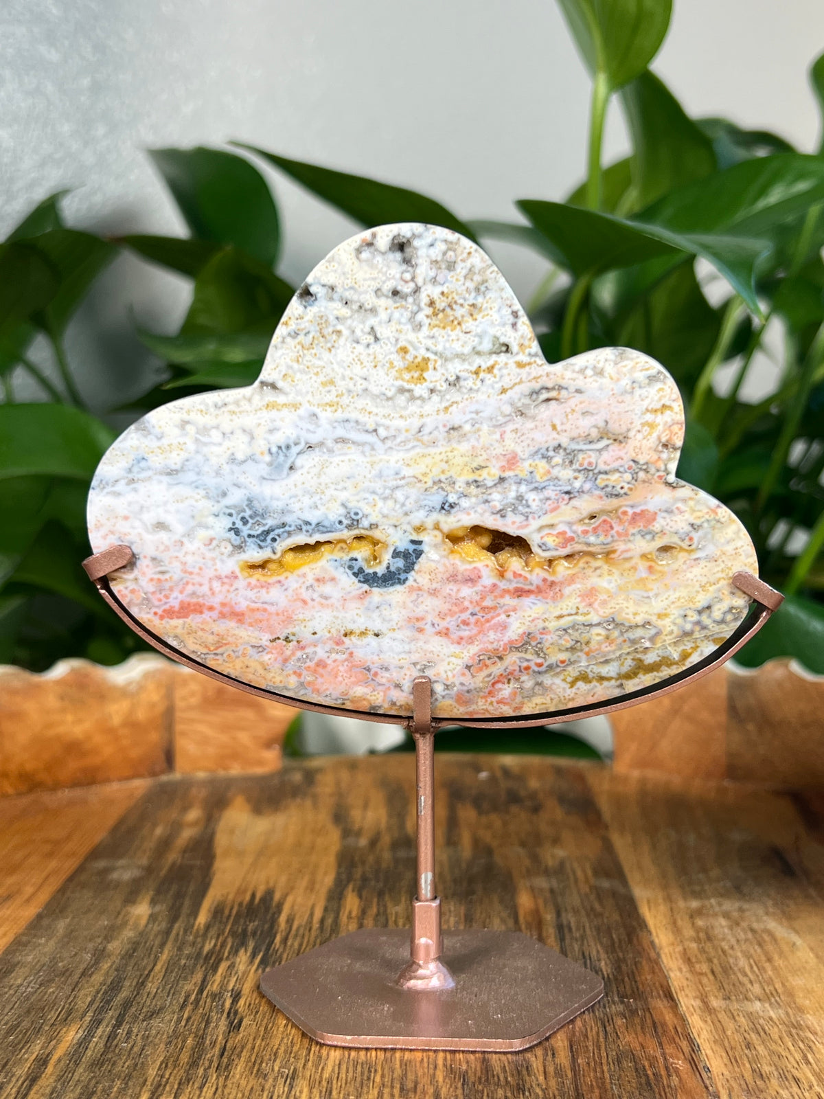 Sea Jasper On Metal stand Clouds