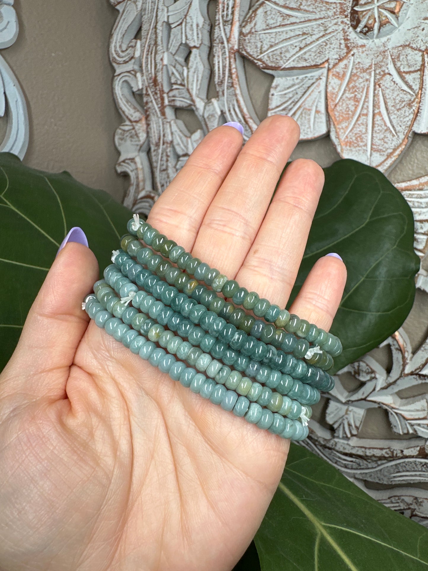 Green Burmese Jade Beaded Bracelet (5.5mm)