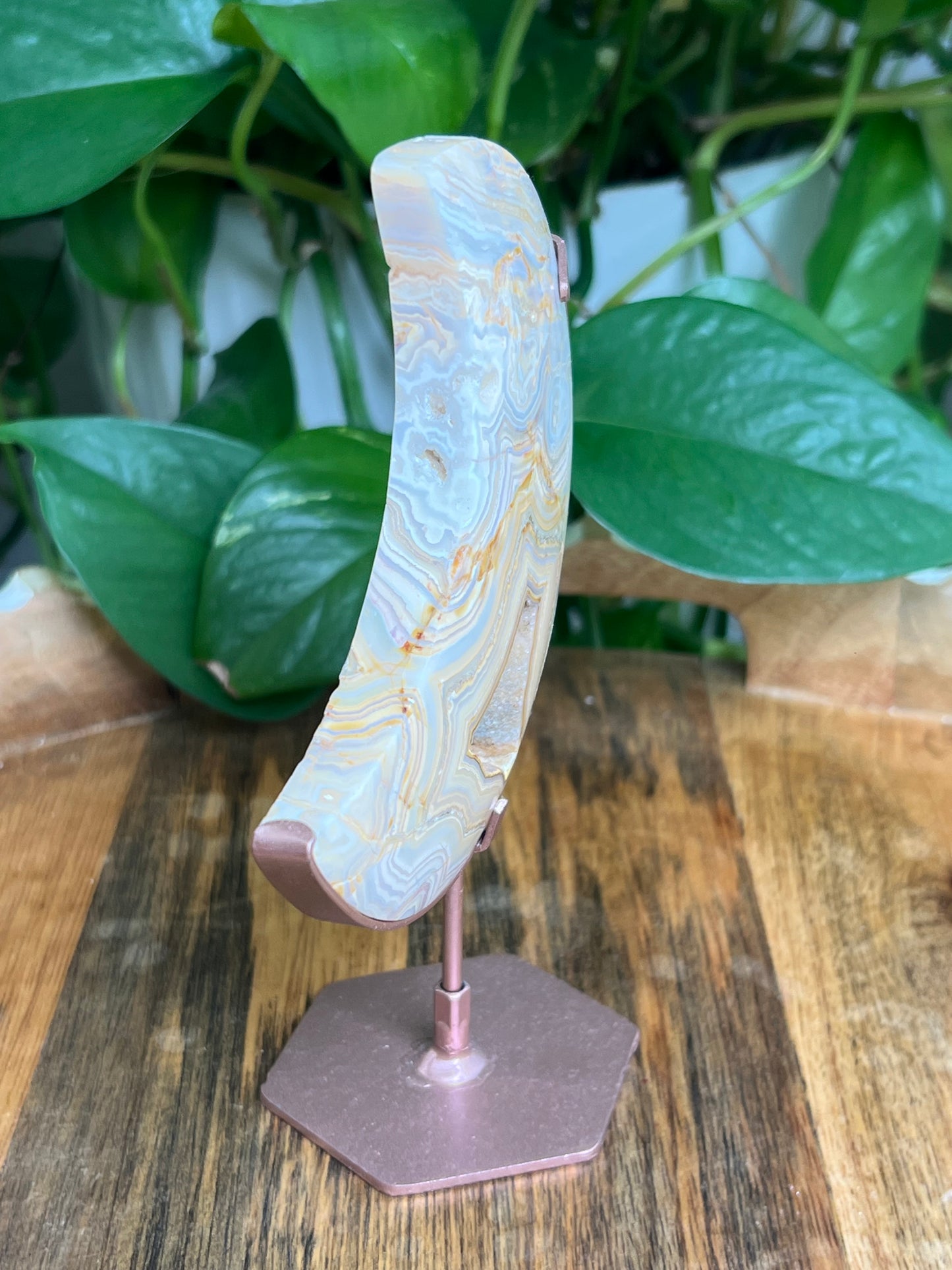 Yellow Crazy Lace Agate Moon: KB