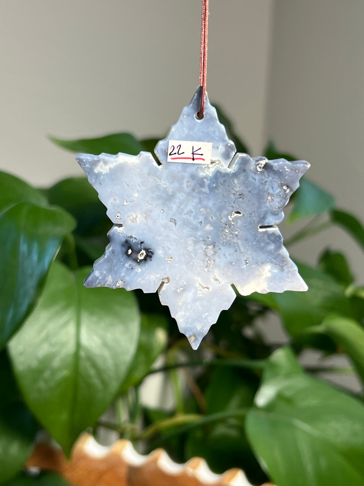 Blue Plume Agate Snowflake Ornaments