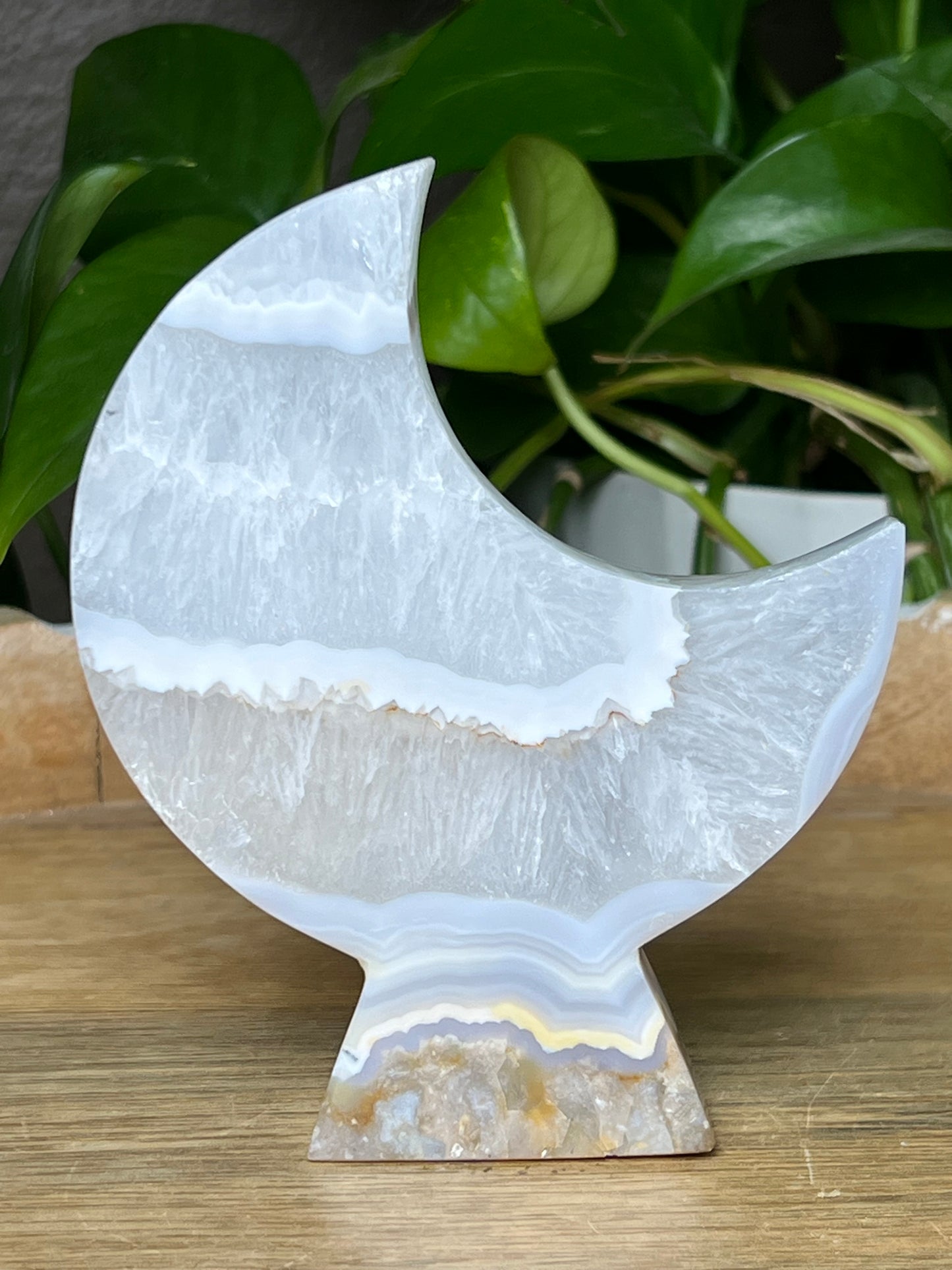 Blue Grey Lace Agate Moon