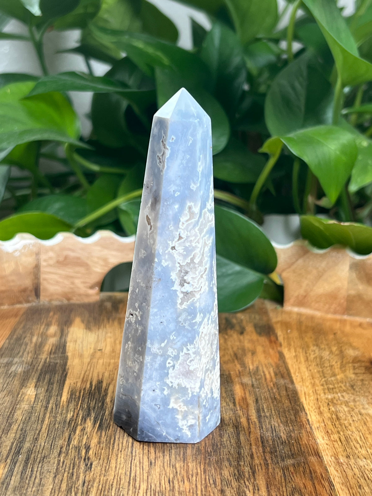 Blue Plume Agate Tower: XS