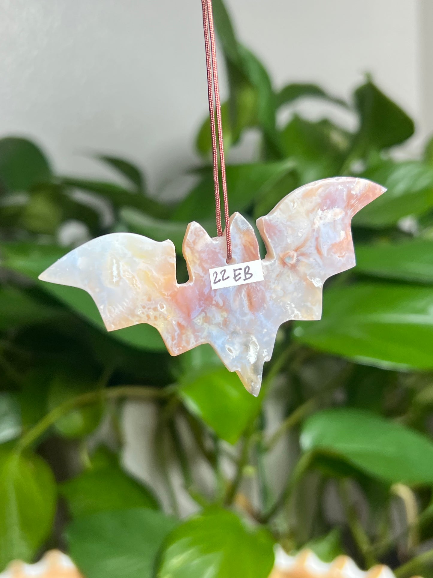 Rainbow Plume Agate Ornament Bat: EB