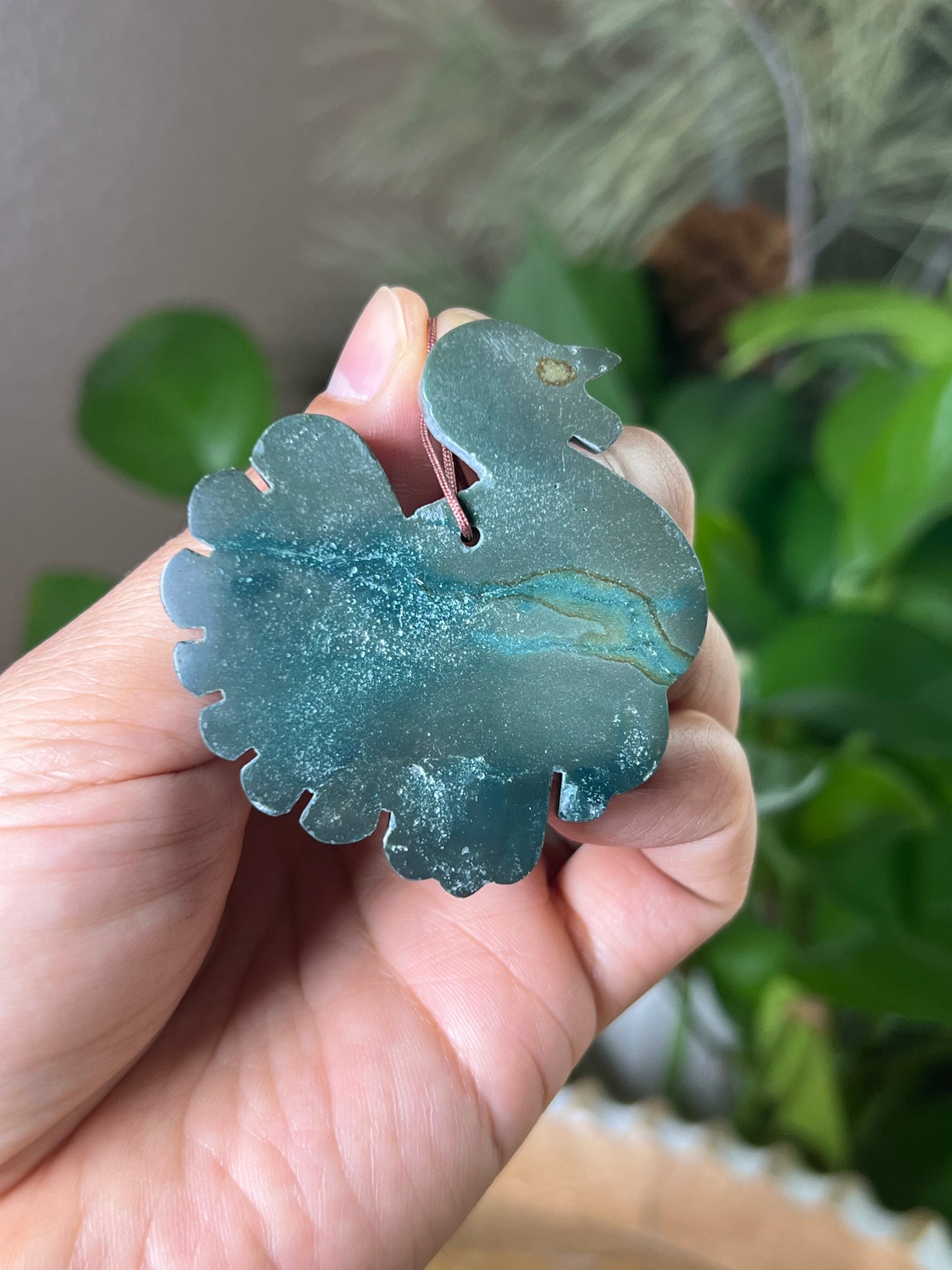 Blue Green Jasper Turkey Ornament