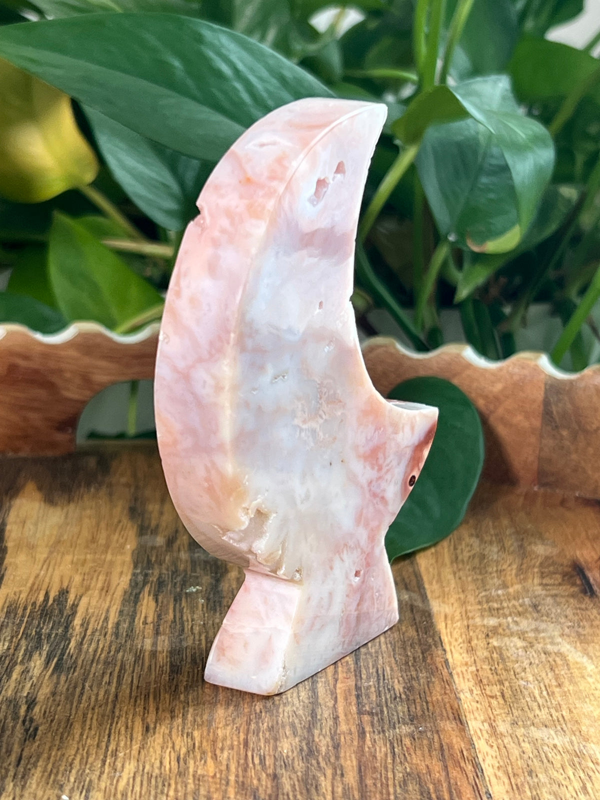 Pink Carnelian Self Standing Moon: HC