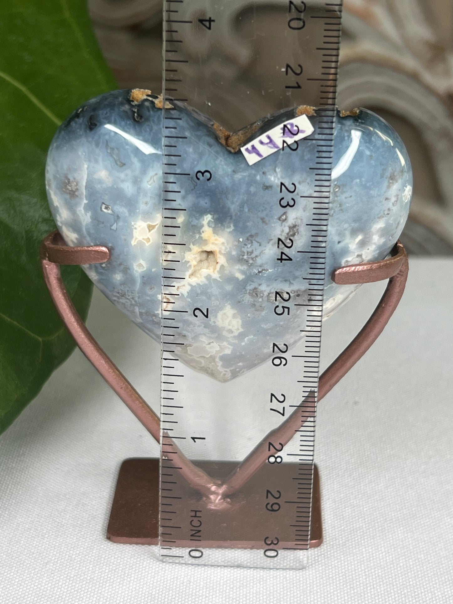 Blue Plume Agate Heart