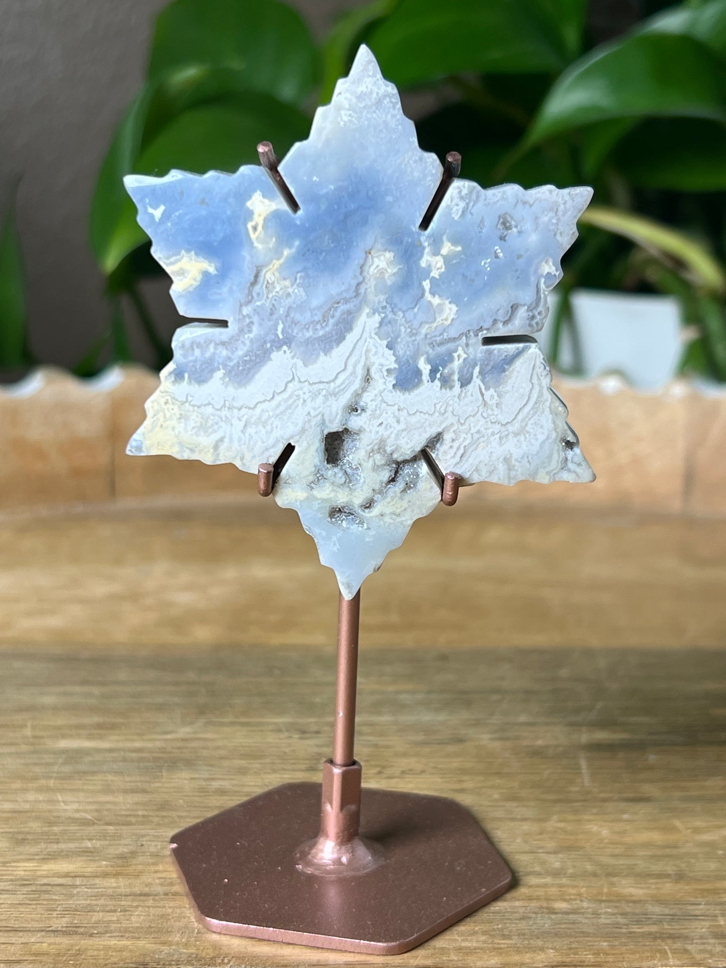 Blue Plume Agate Snowflake