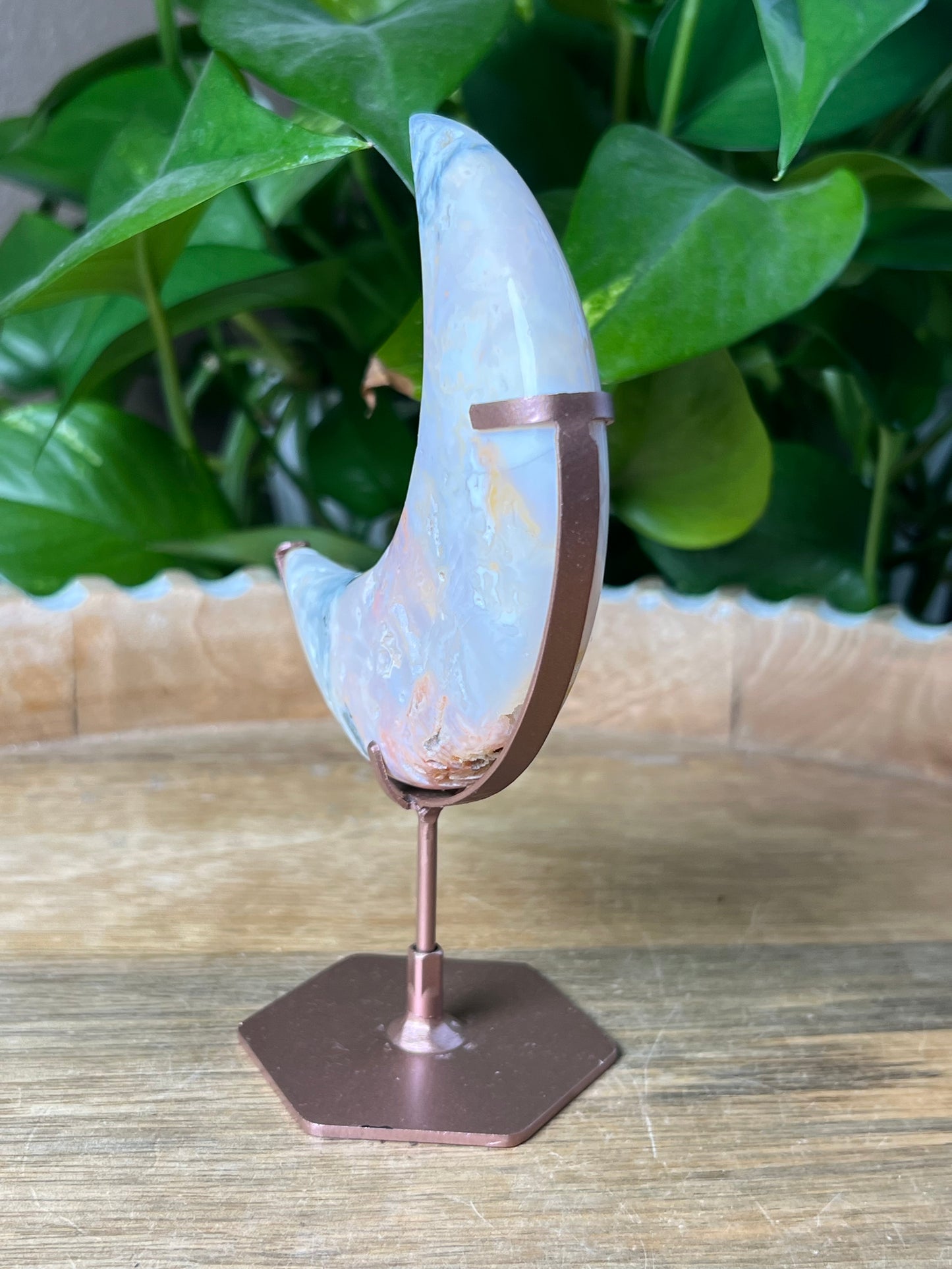 Rainbow Plume Agate Moon