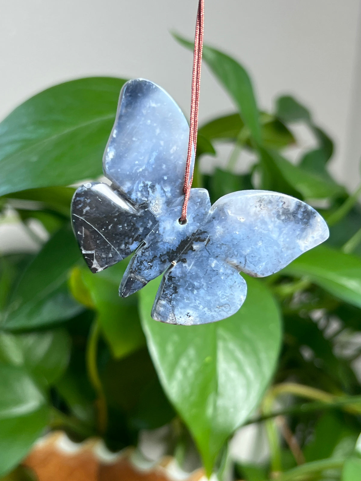 Blue Plume Agate Ornament Butterfly: P