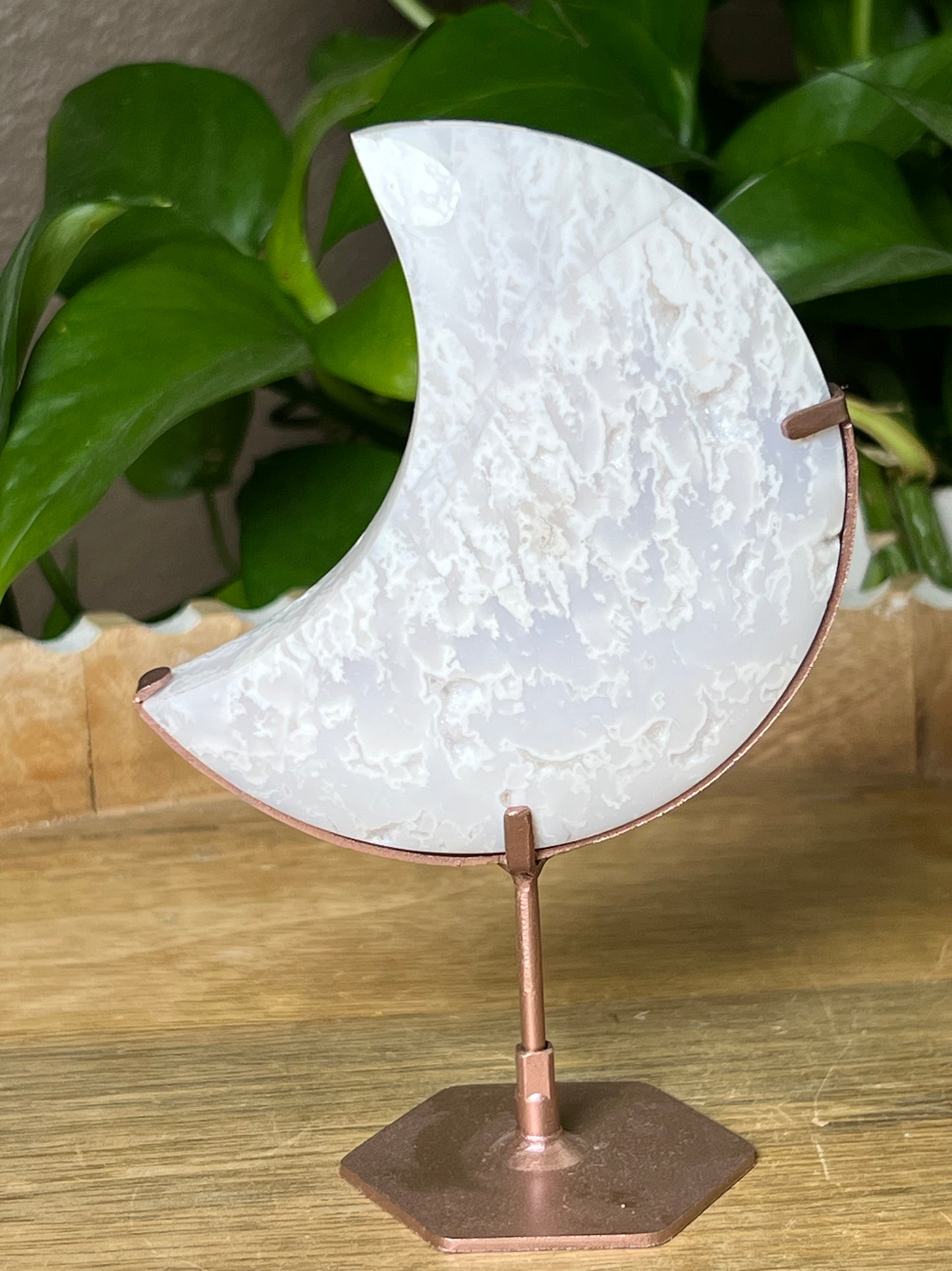 White Plume Agate Moon