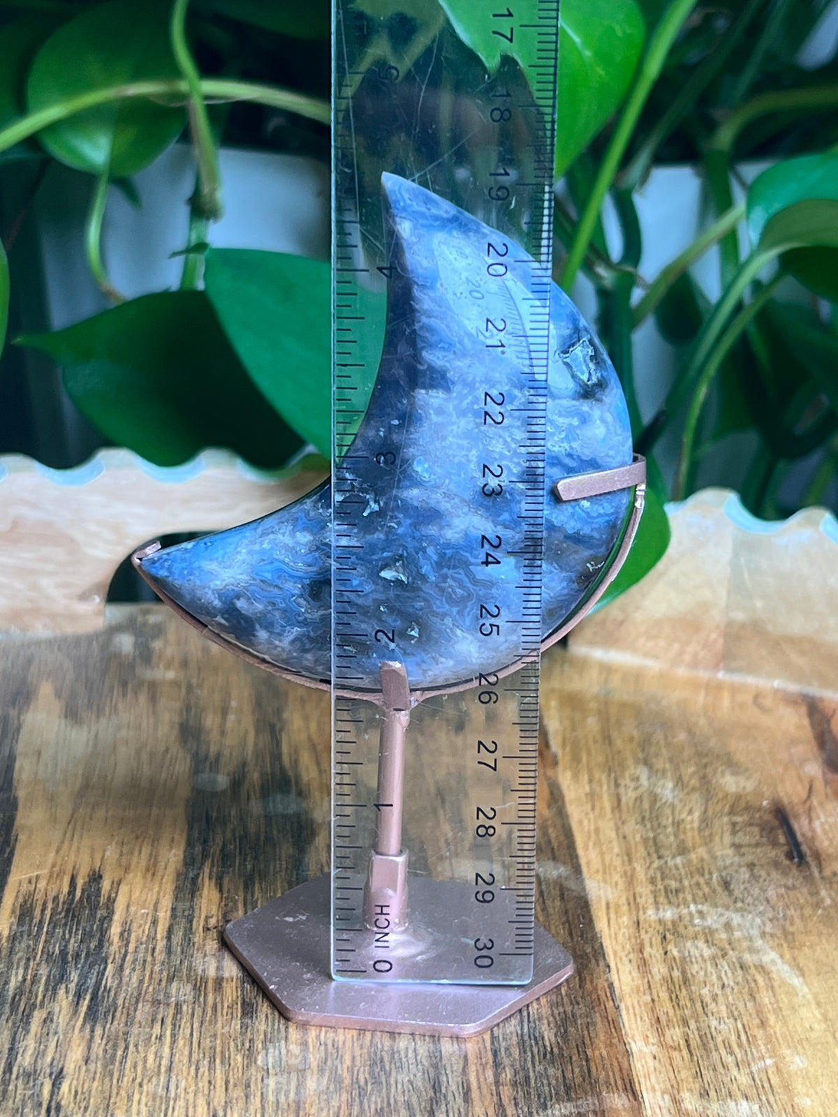 Blue Plume Agate Mini Puffy Moon: KA