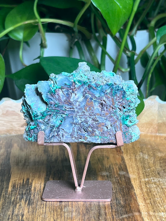Copper In Malachite Chrysocolla and Chalcedony Slab: PB