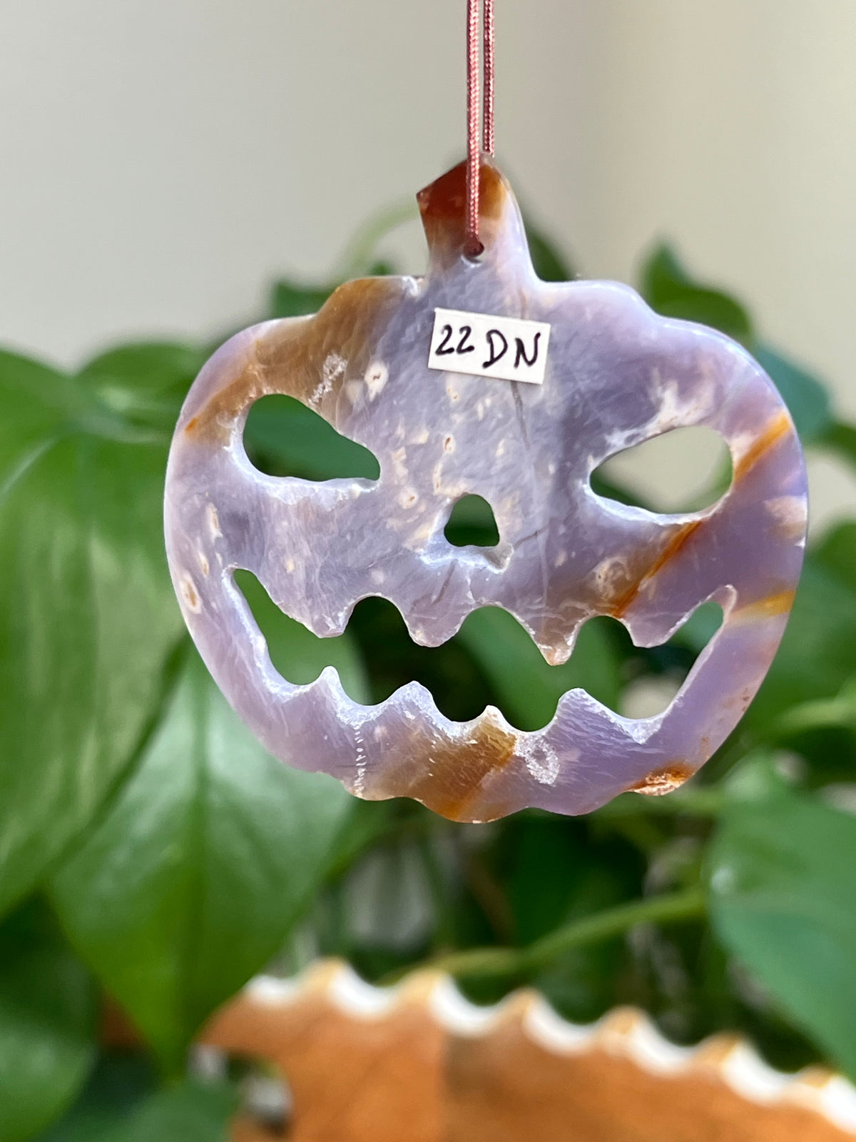 Purple Chalcedony Jack-O-Lantern Ornaments