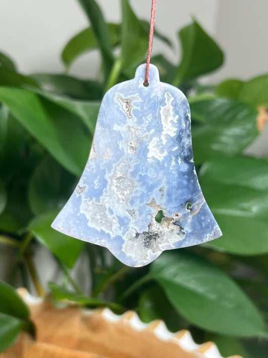 Blue Plume Agate Ornament Bell: BL