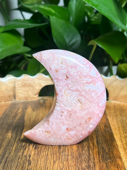 Pink Carnelian Self Standing Moon: PF
