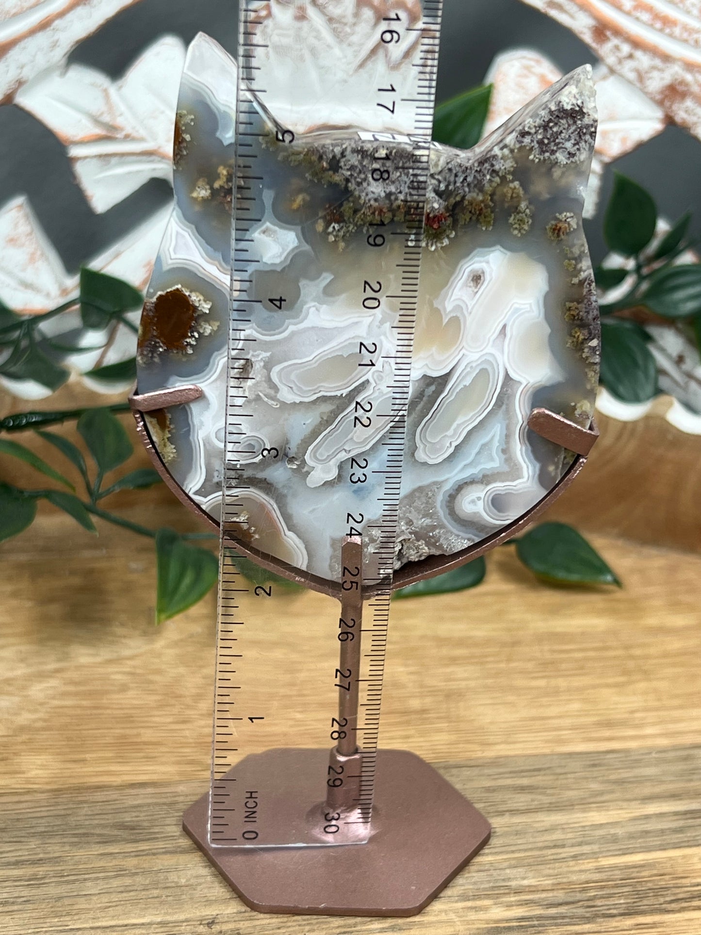 Scenic Moss Agate Cat Head