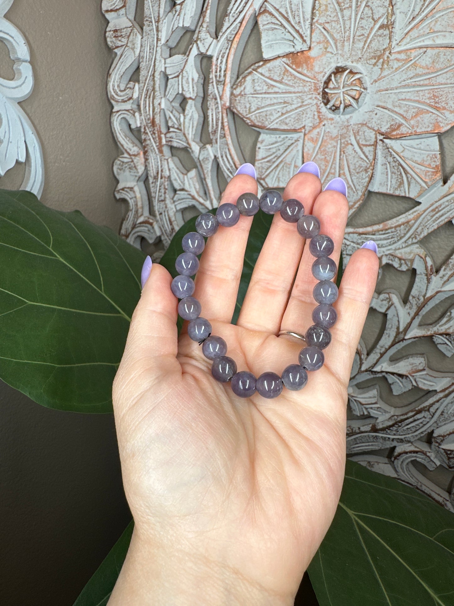 Purple Chalcedony Beaded Bracelet (10mm)