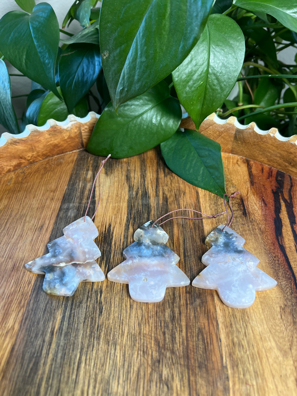 Rainbow Plume Agate Tree Ornaments