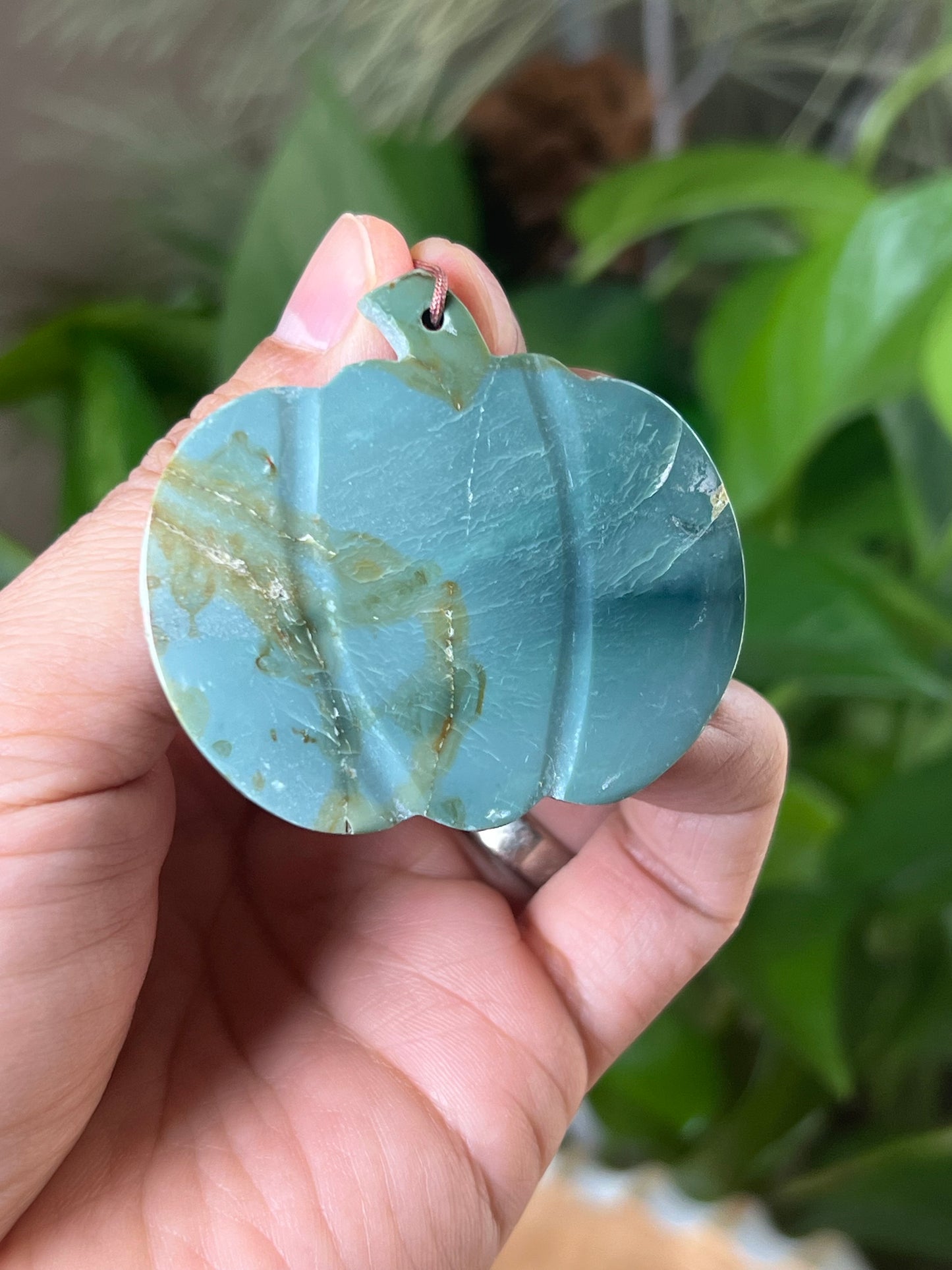 Blue Green Jasper Pumpin Ornament