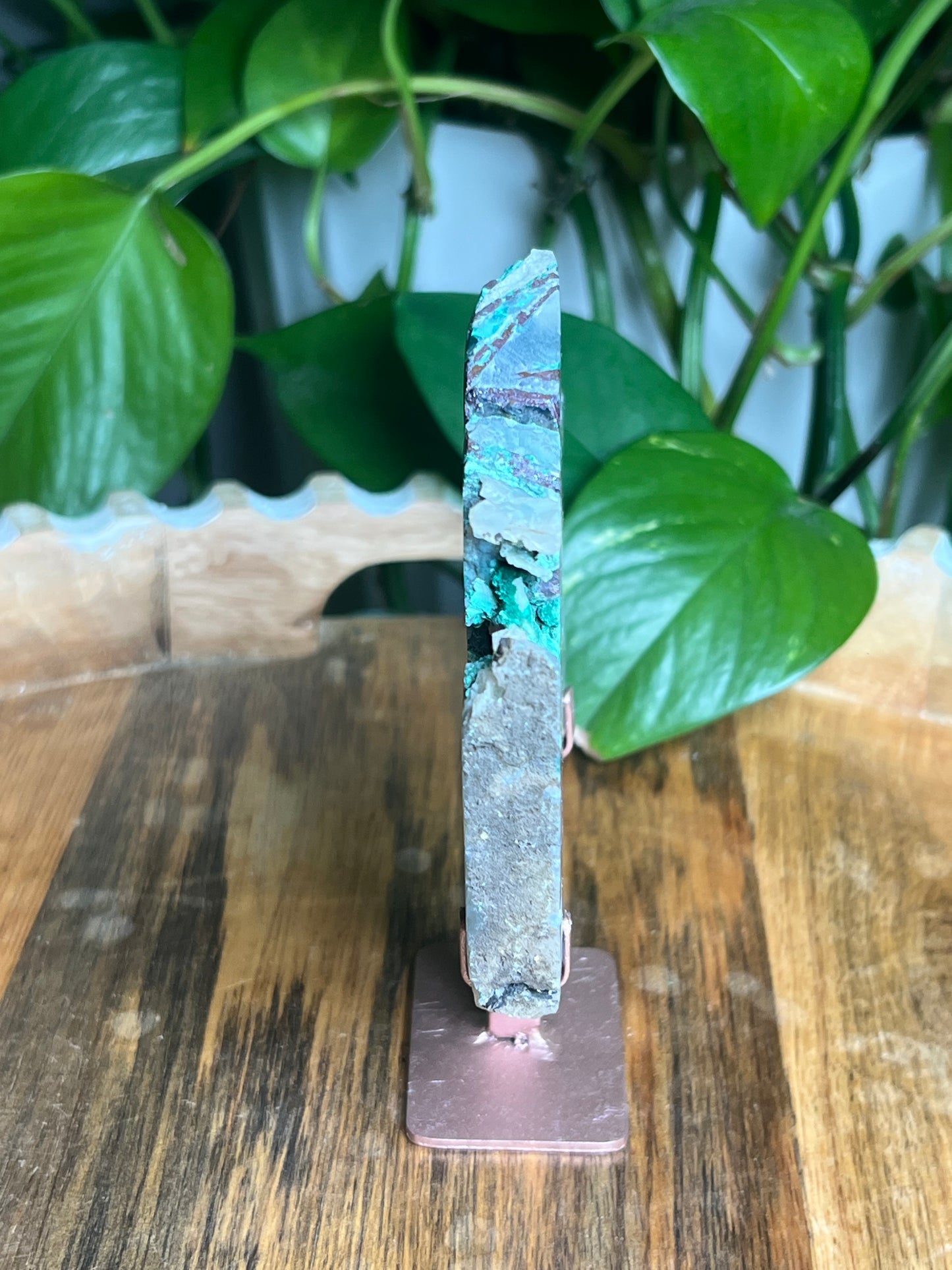 Copper In Malachite Chrysocolla and Chalcedony Slab: X