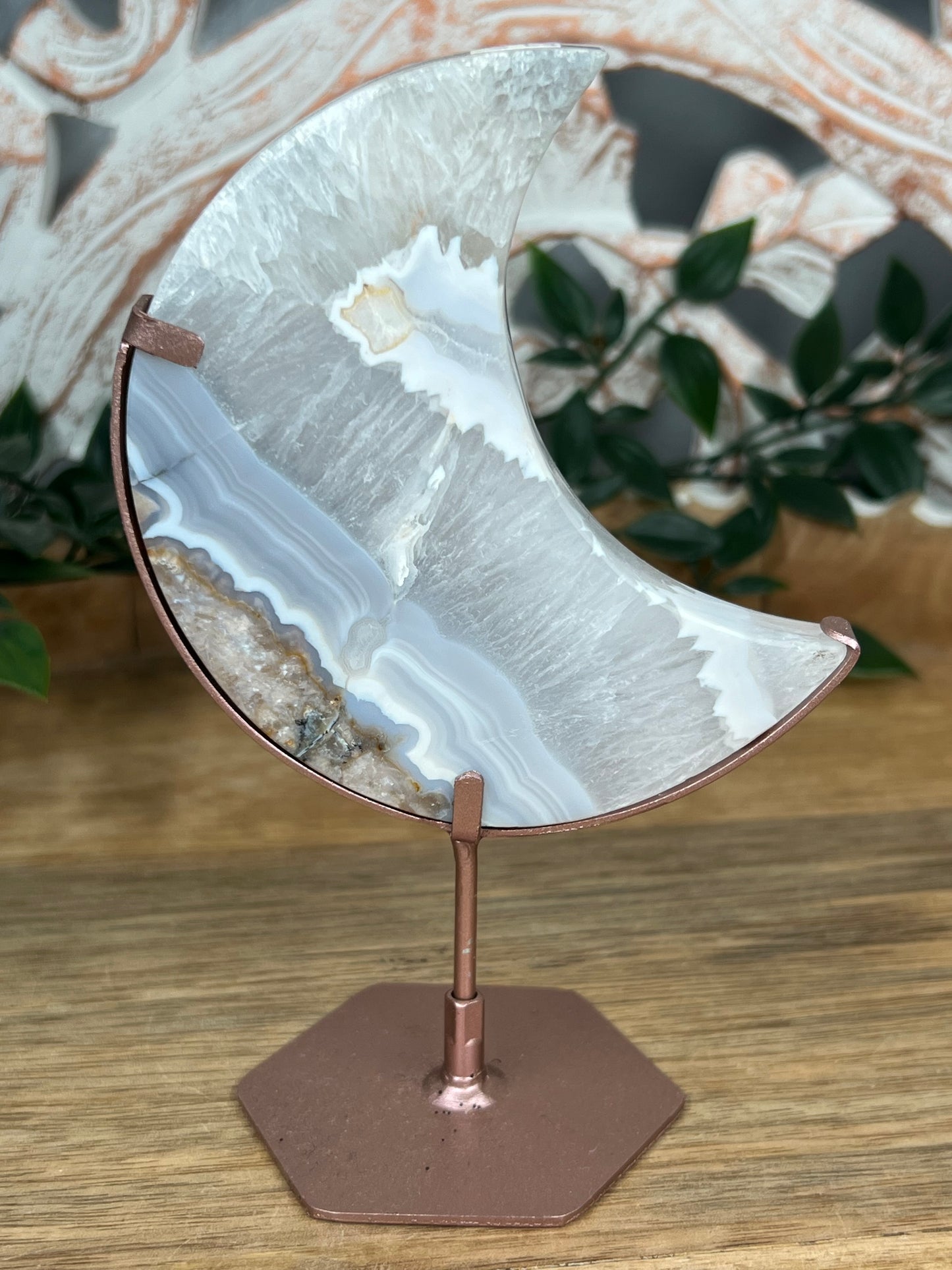 Blue Grey lace Agate Moon