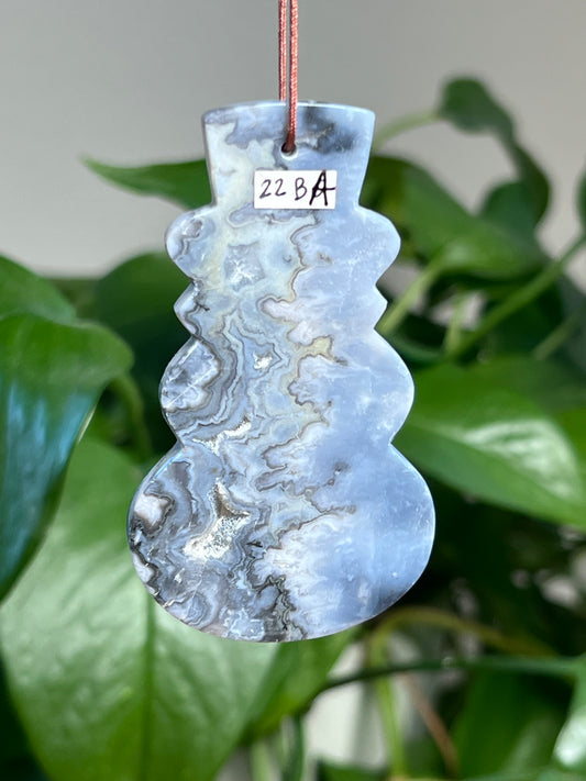 Blue Plume Agate Snowman Ornaments