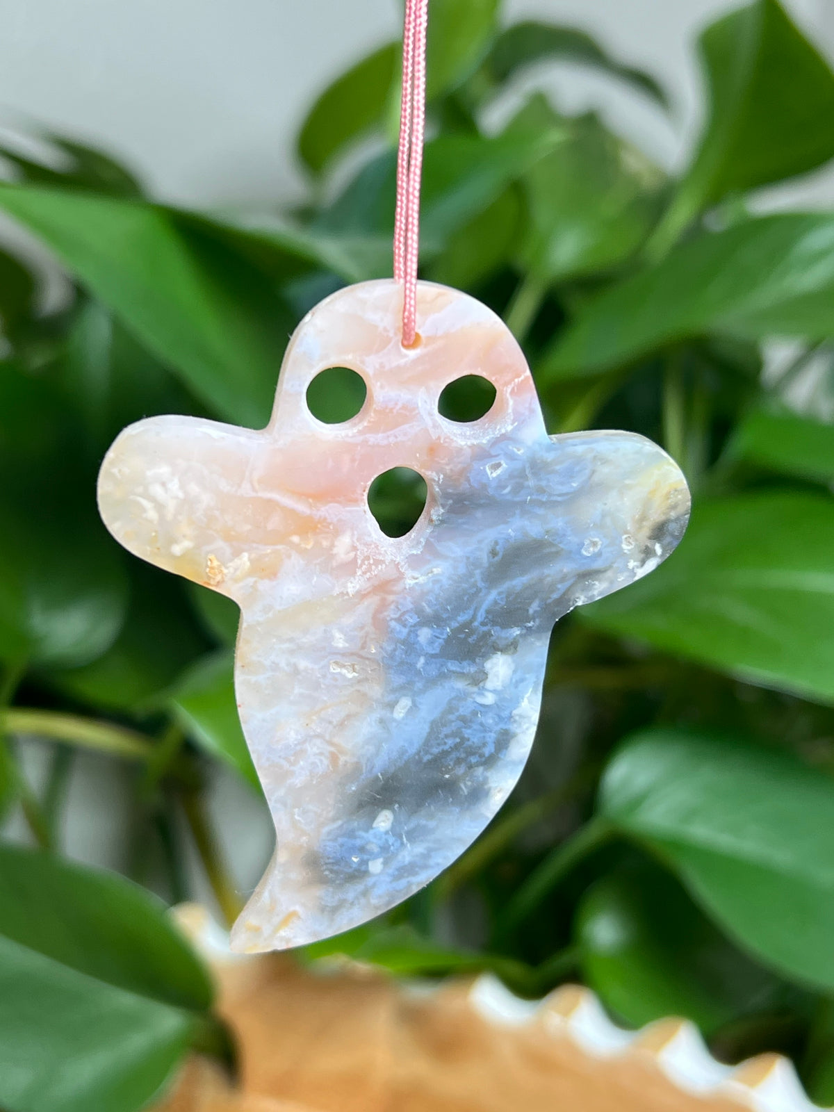 Rainbow Plume Agate Ornament Ghost: YF