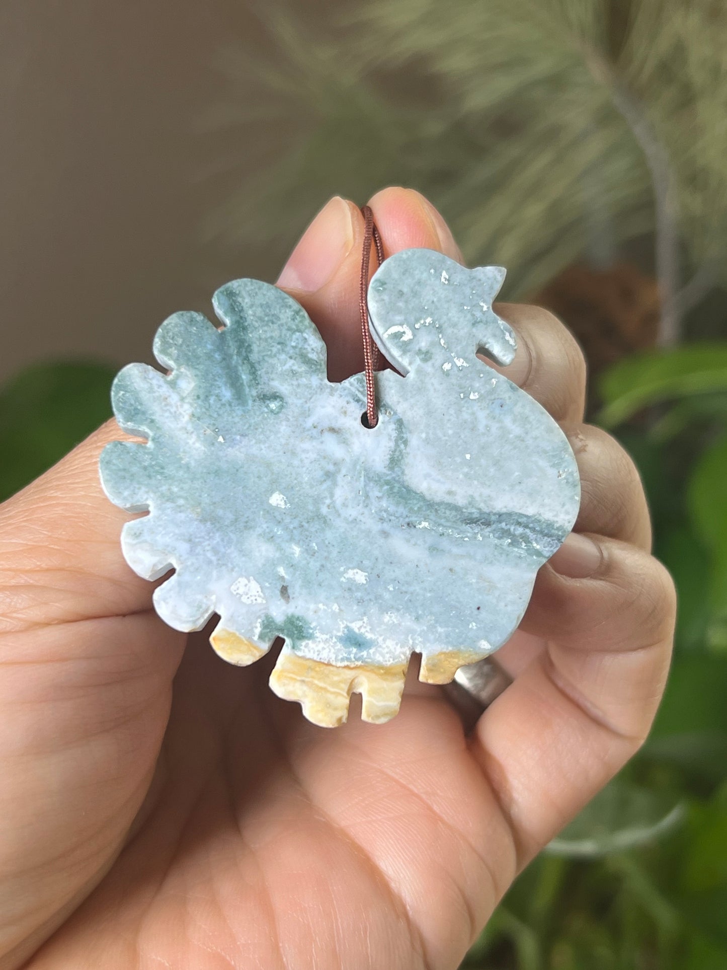 Blue Green Jasper Turkey Ornament