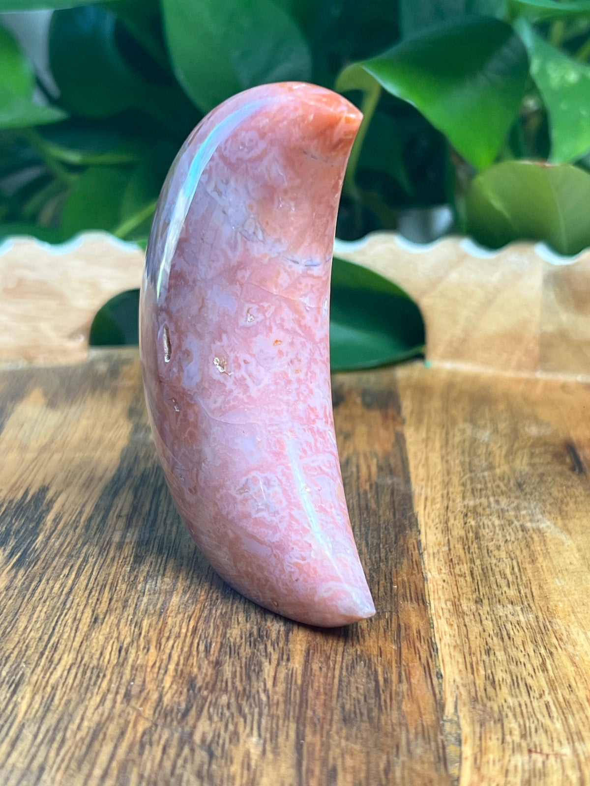 Pink Carnelian Self Standing Moon: PS