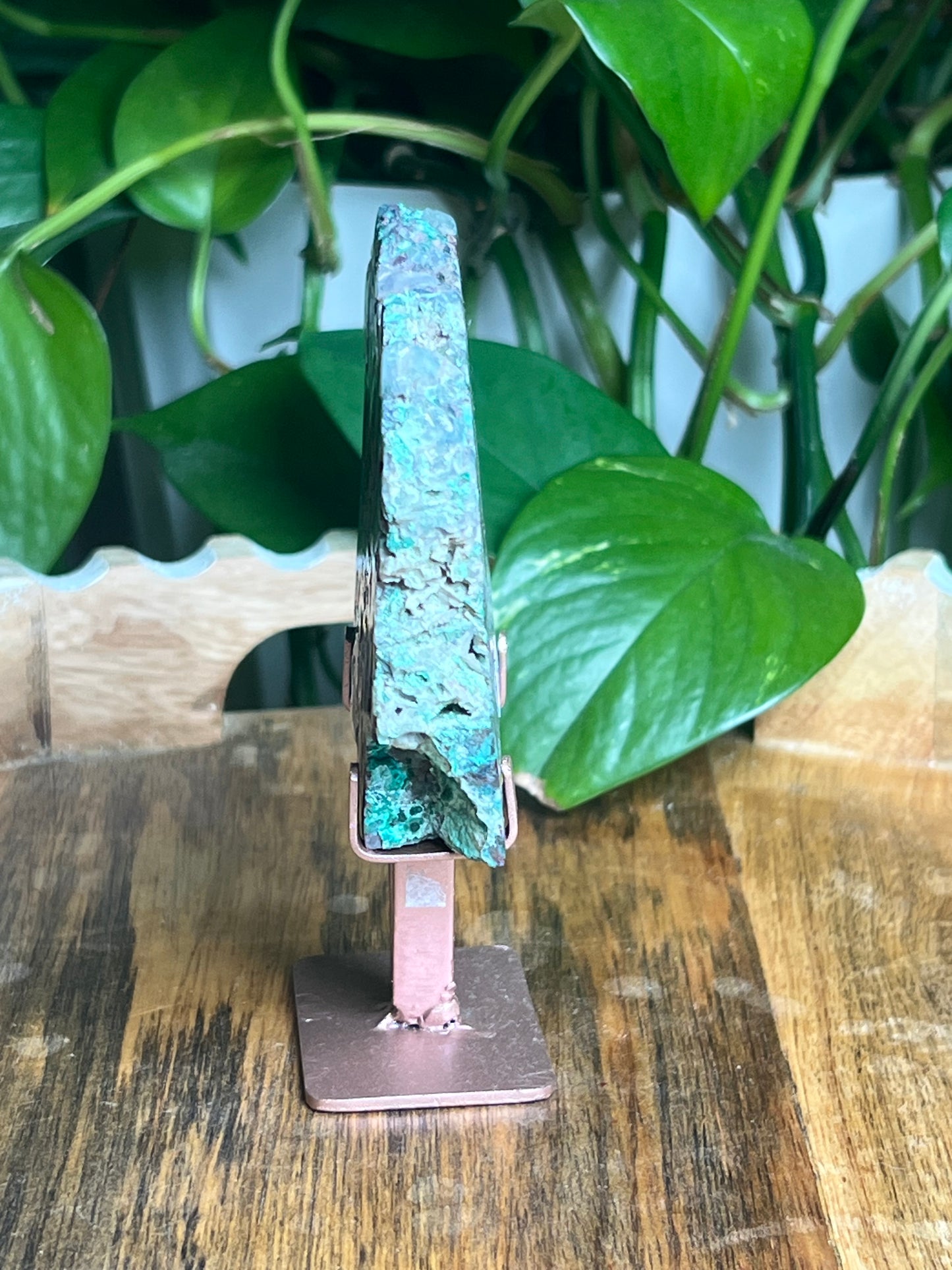 Copper In Malachite Chrysocolla and Chalcedony Slab: Ari