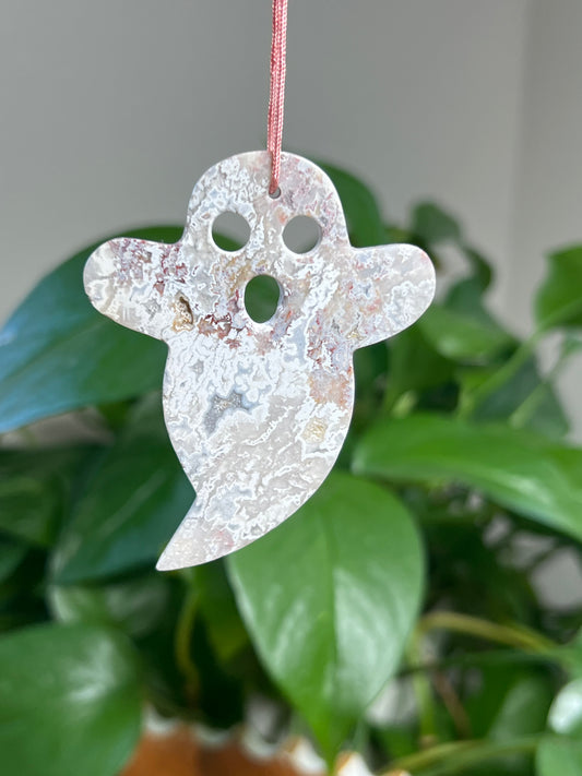 Sumatra Plume Agate Ornament Ghost: H