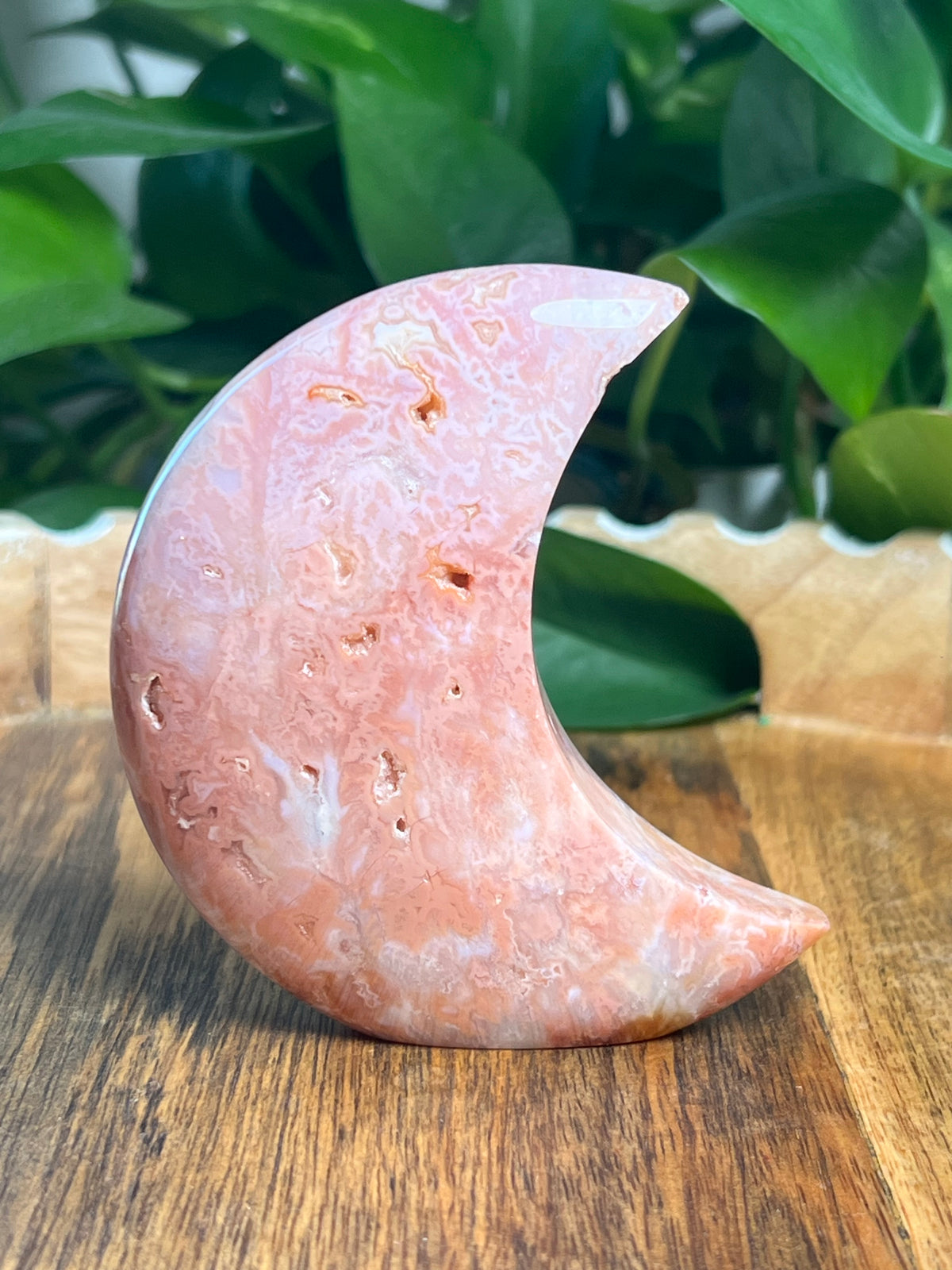 Pink Carnelian Self Standing Moon: PC
