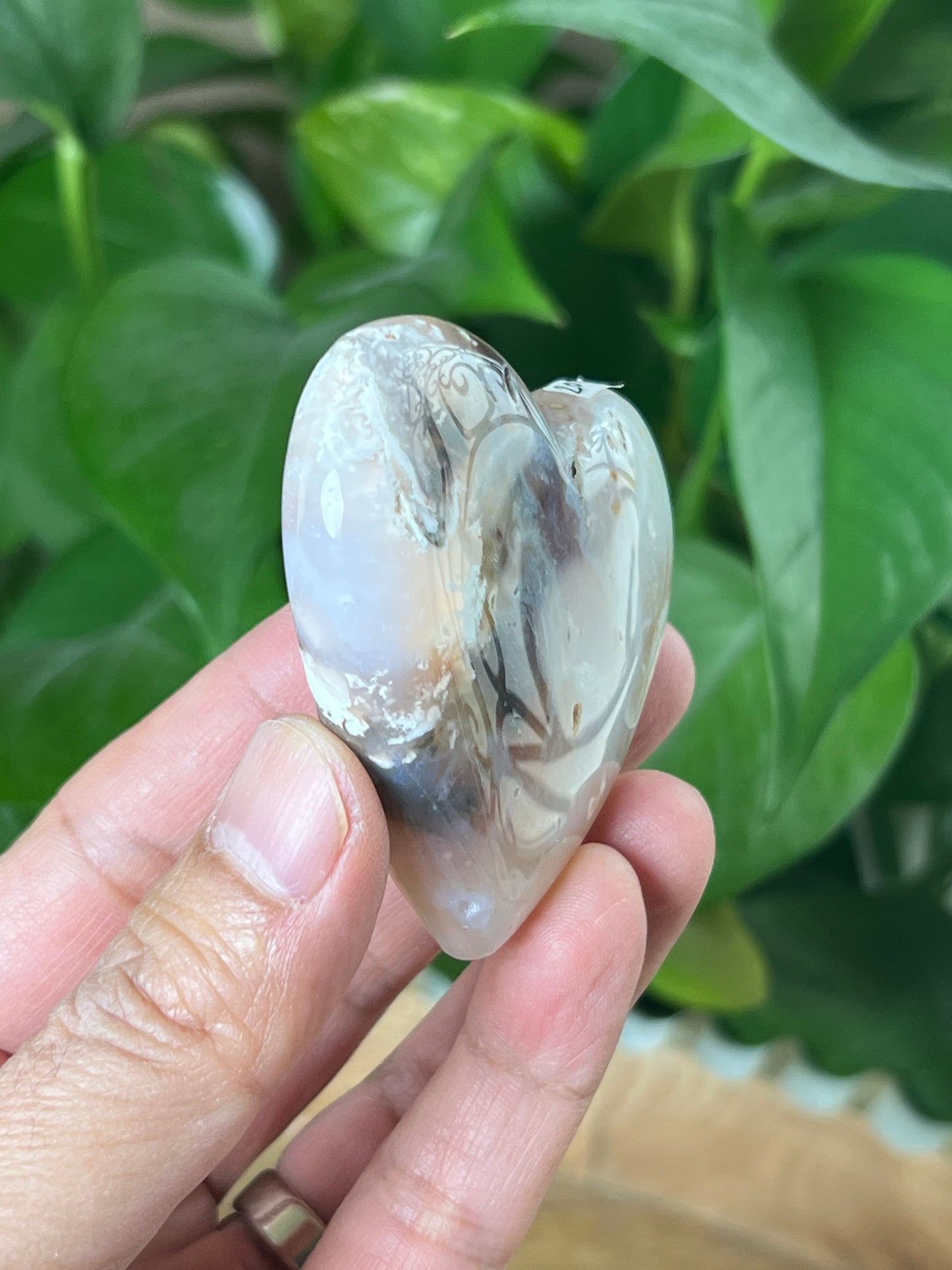 Rainbow Plume Agate Heart