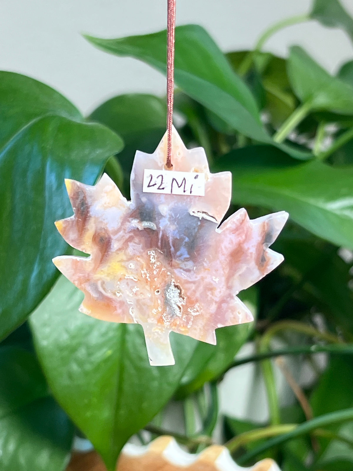 Rainbow Plume Agate Leaf Ornaments