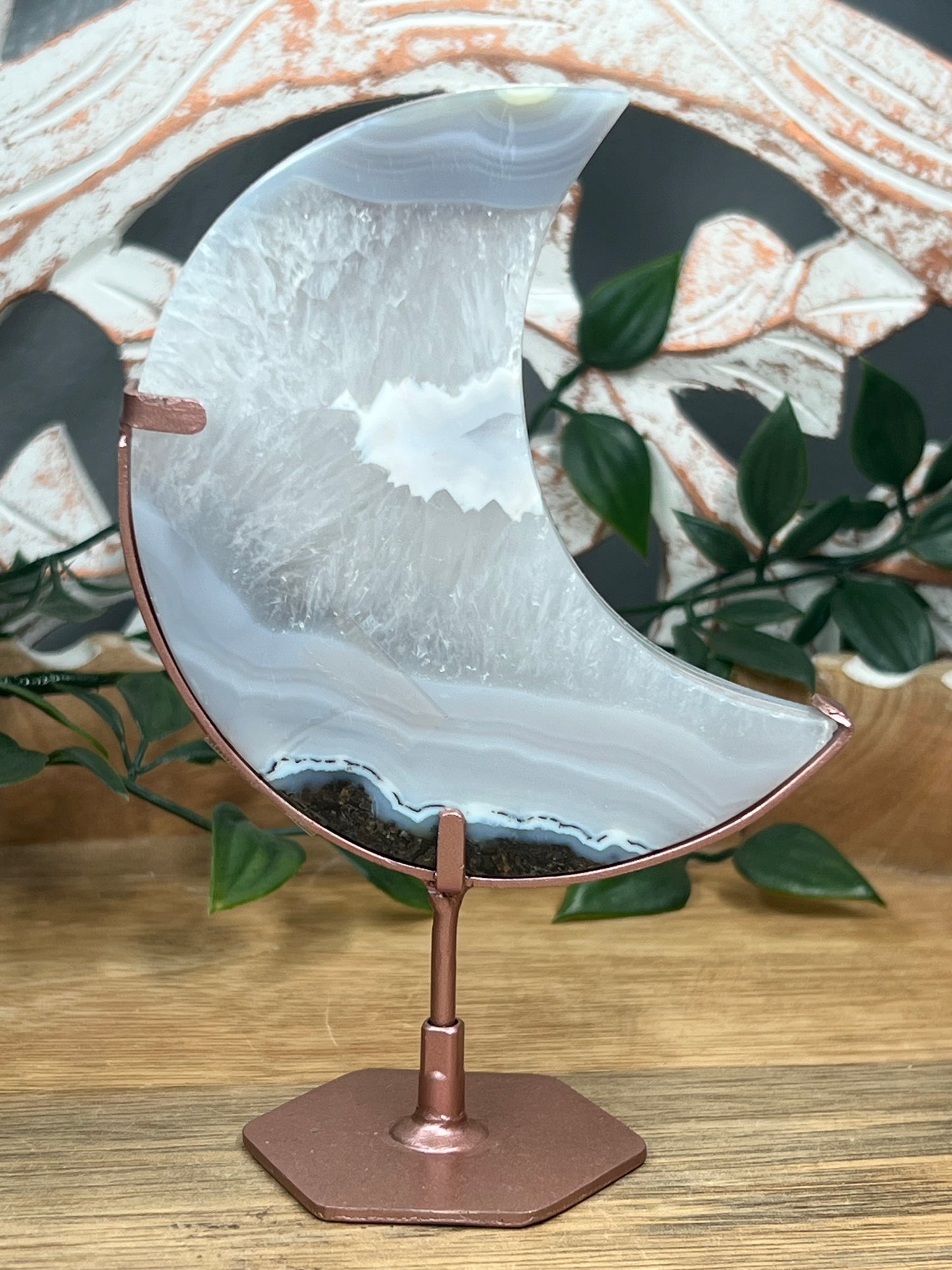 Blue Grey Lace Agate Moon